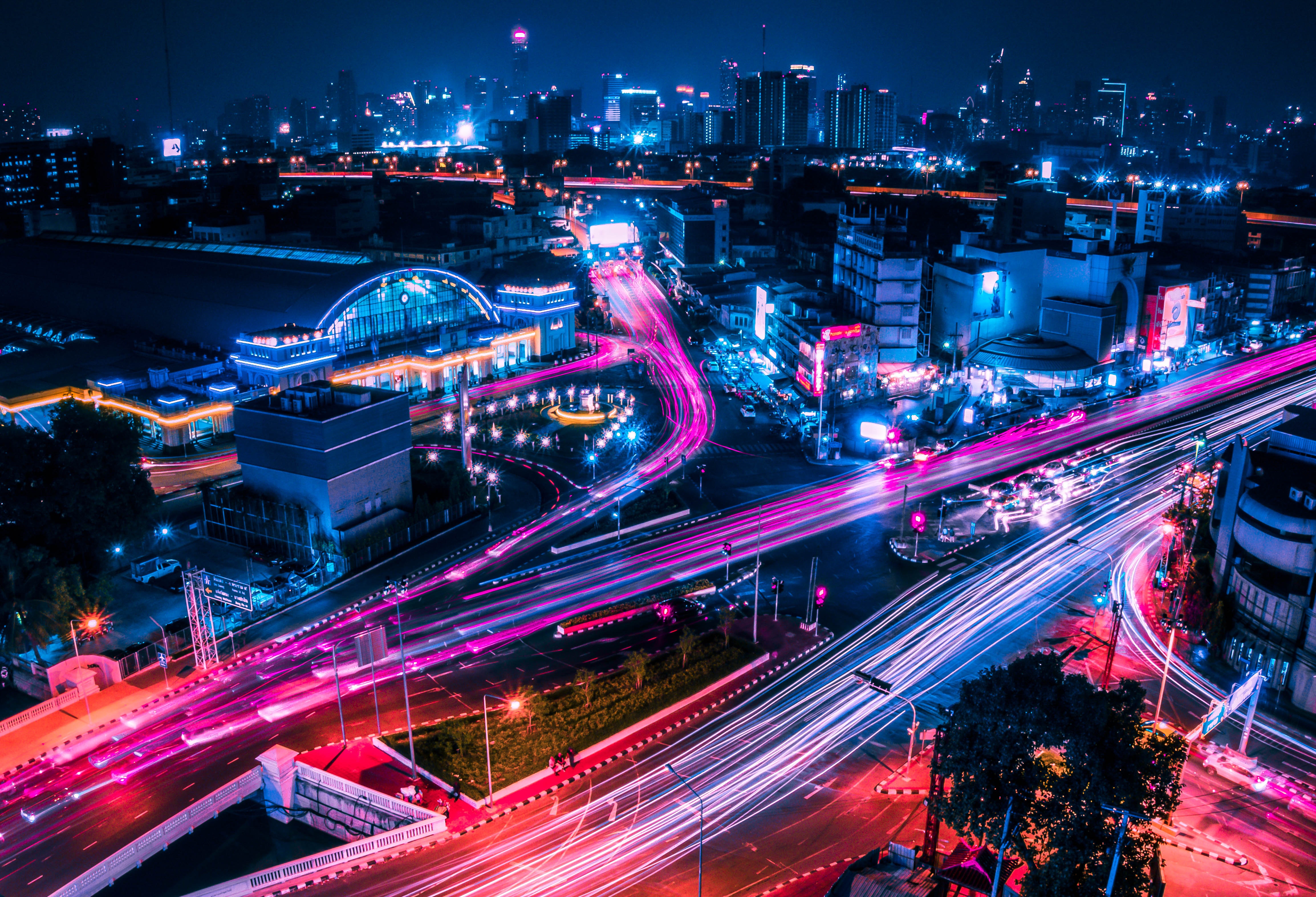 bangkok, city lights, night city, architecture, cities, thailand
