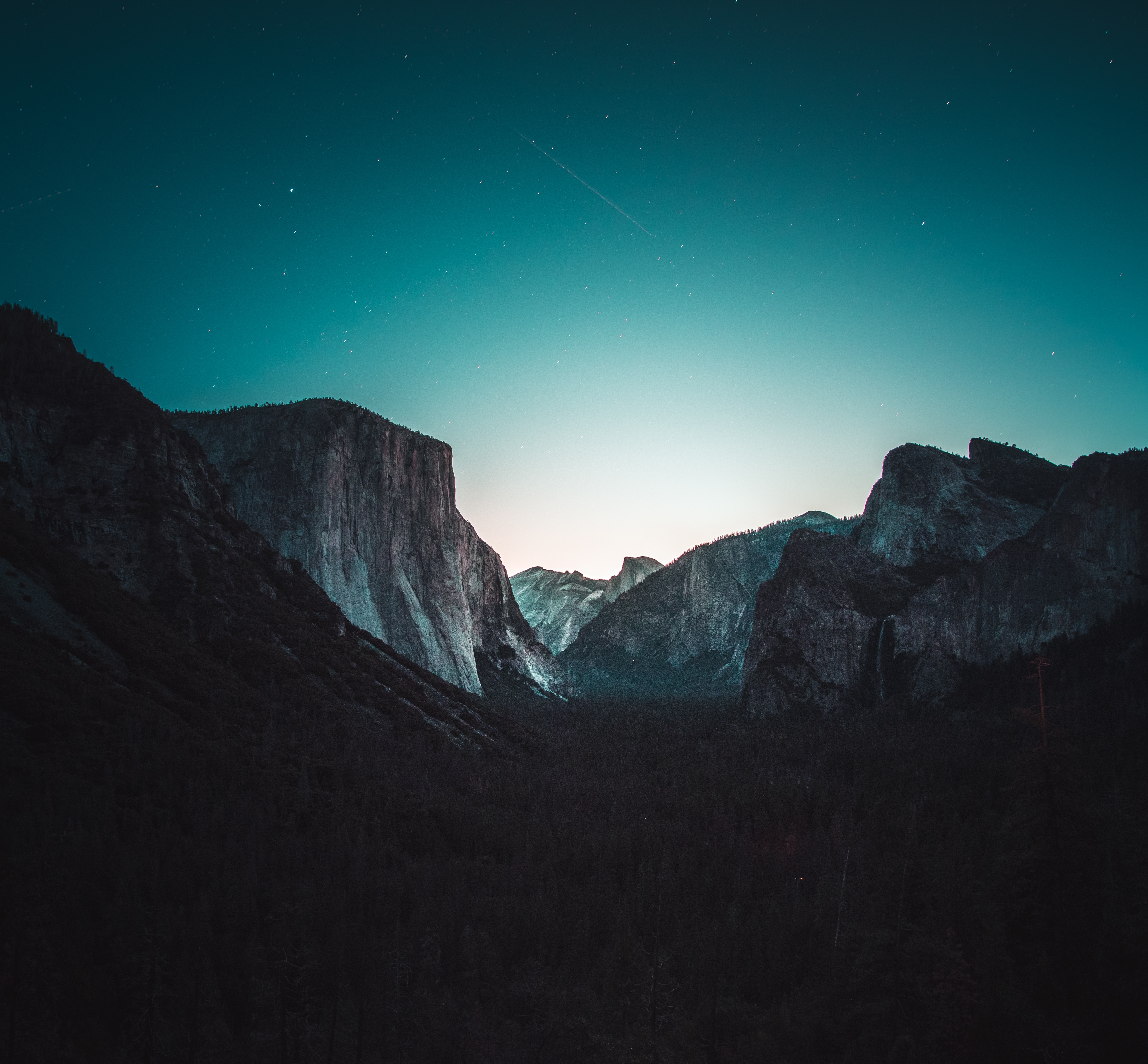 nature, mountains, night, stars, yosemite valley Image for desktop