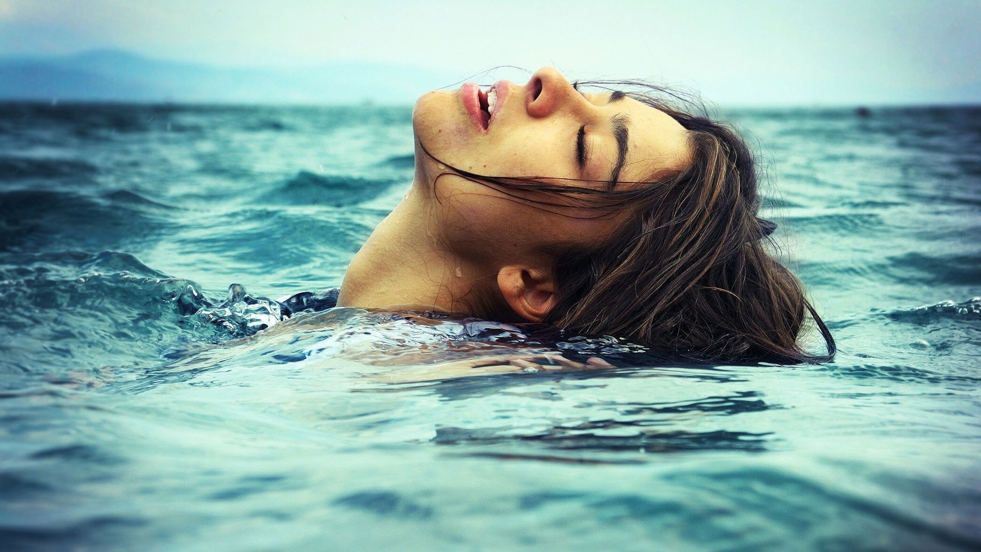 Download mobile wallpaper Hair, Mood, Sea, Women, Face, Water, Photography, Ocean for free.