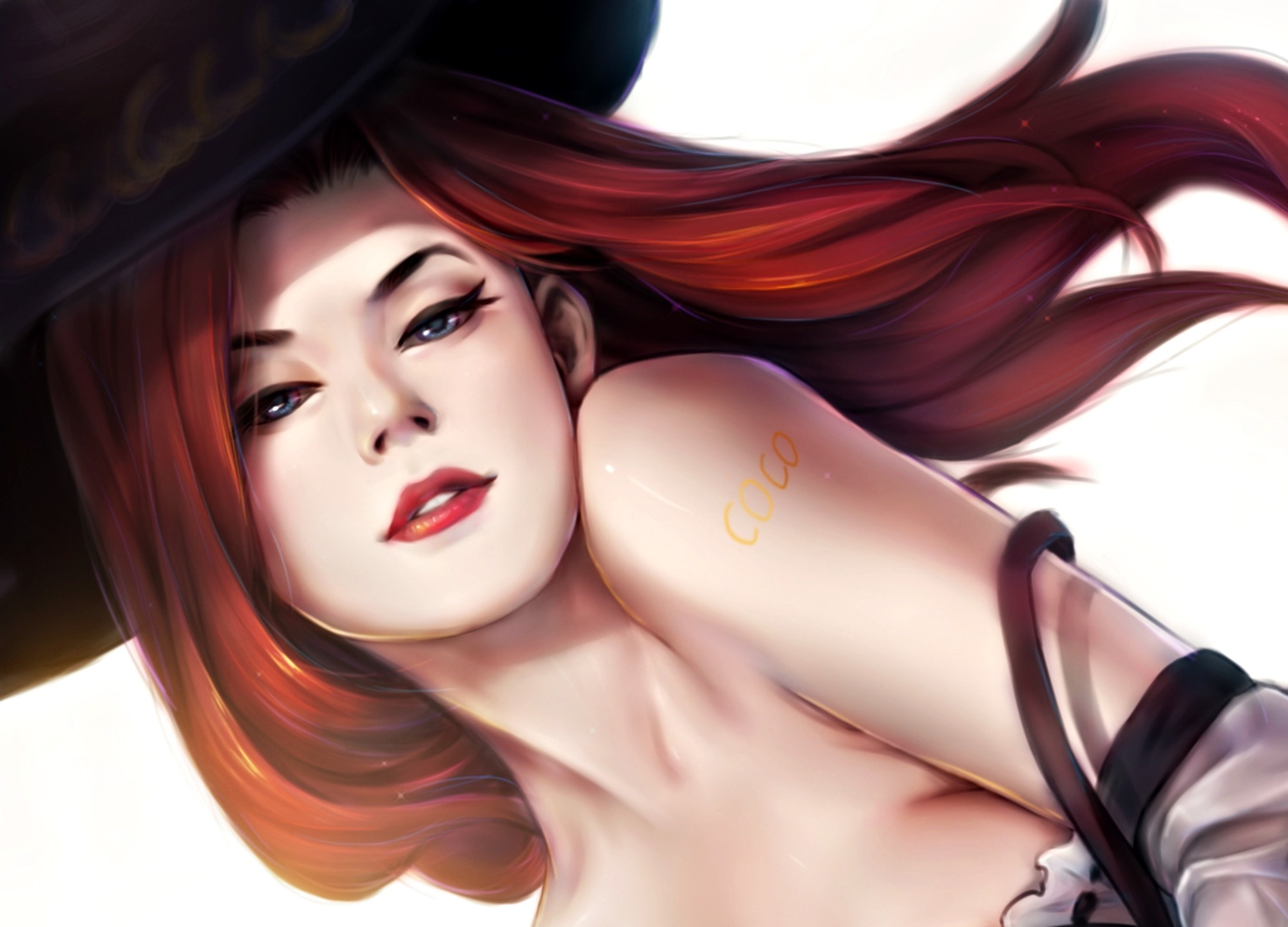 Free download wallpaper Fantasy, League Of Legends, Blue Eyes, Video Game, Red Hair, Lipstick, Miss Fortune (League Of Legends) on your PC desktop