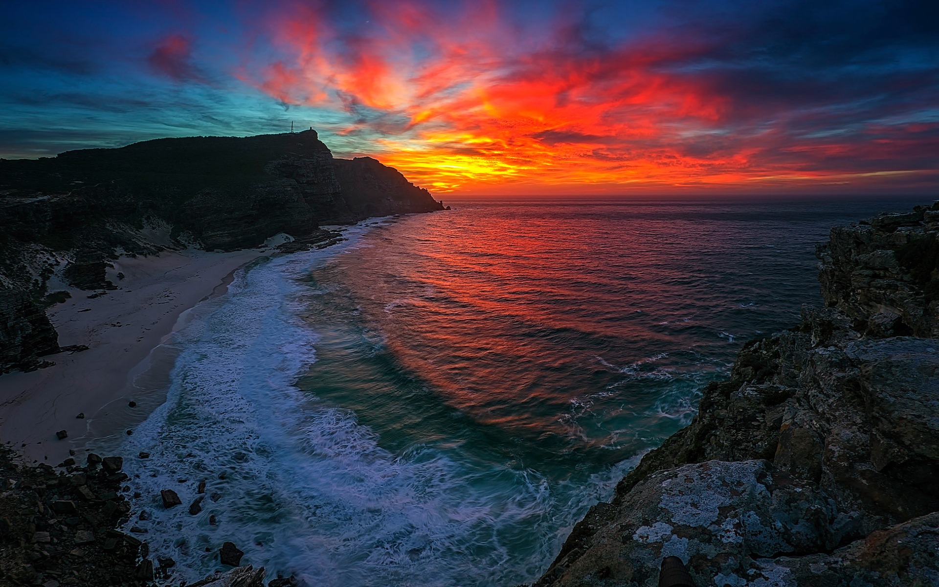 Download mobile wallpaper Sunset, Sky, Sea, Pink, Beach, Horizon, Ocean, Earth, Orange (Color) for free.