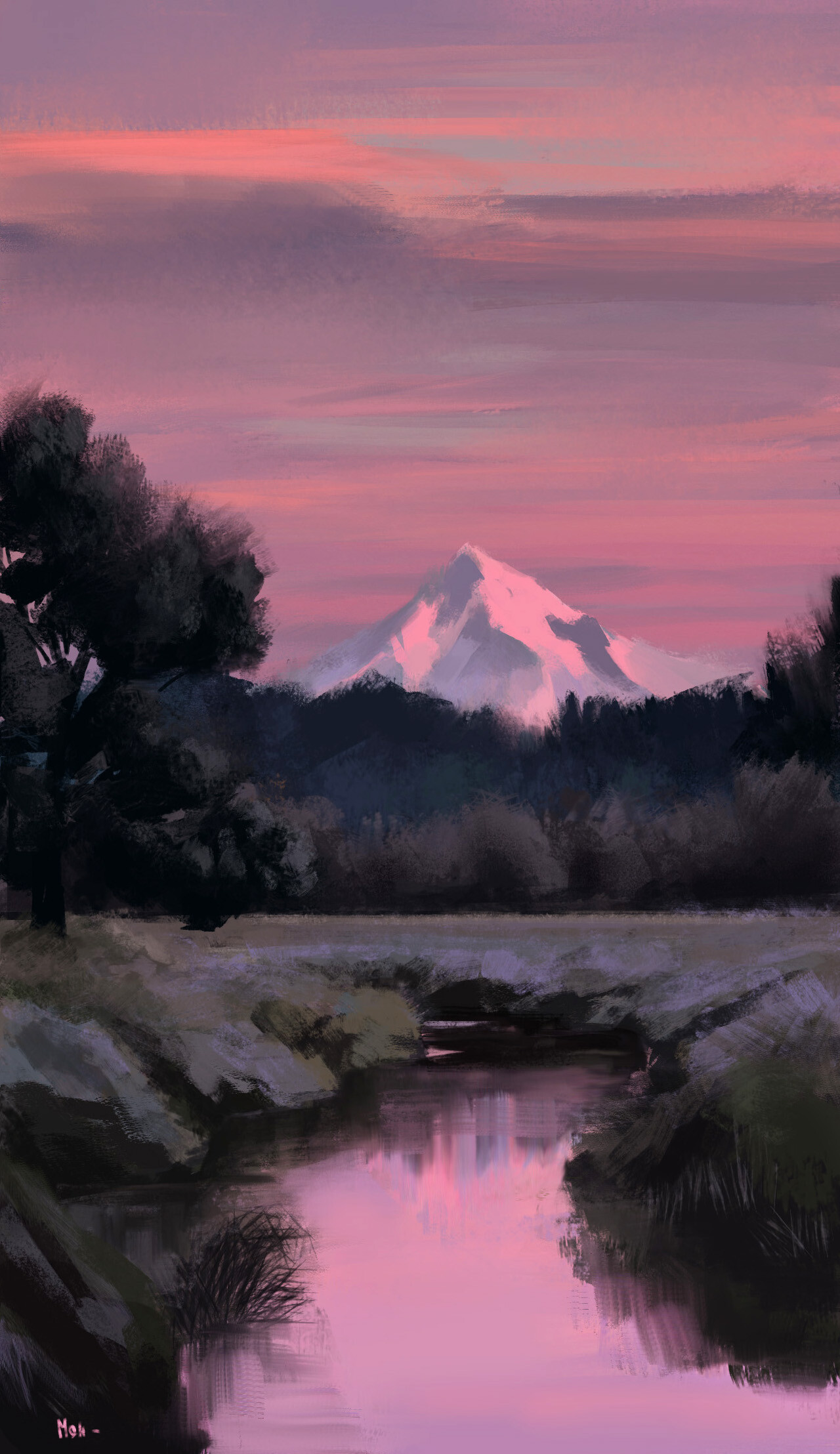 art, paints, landscape, mountains 1080p