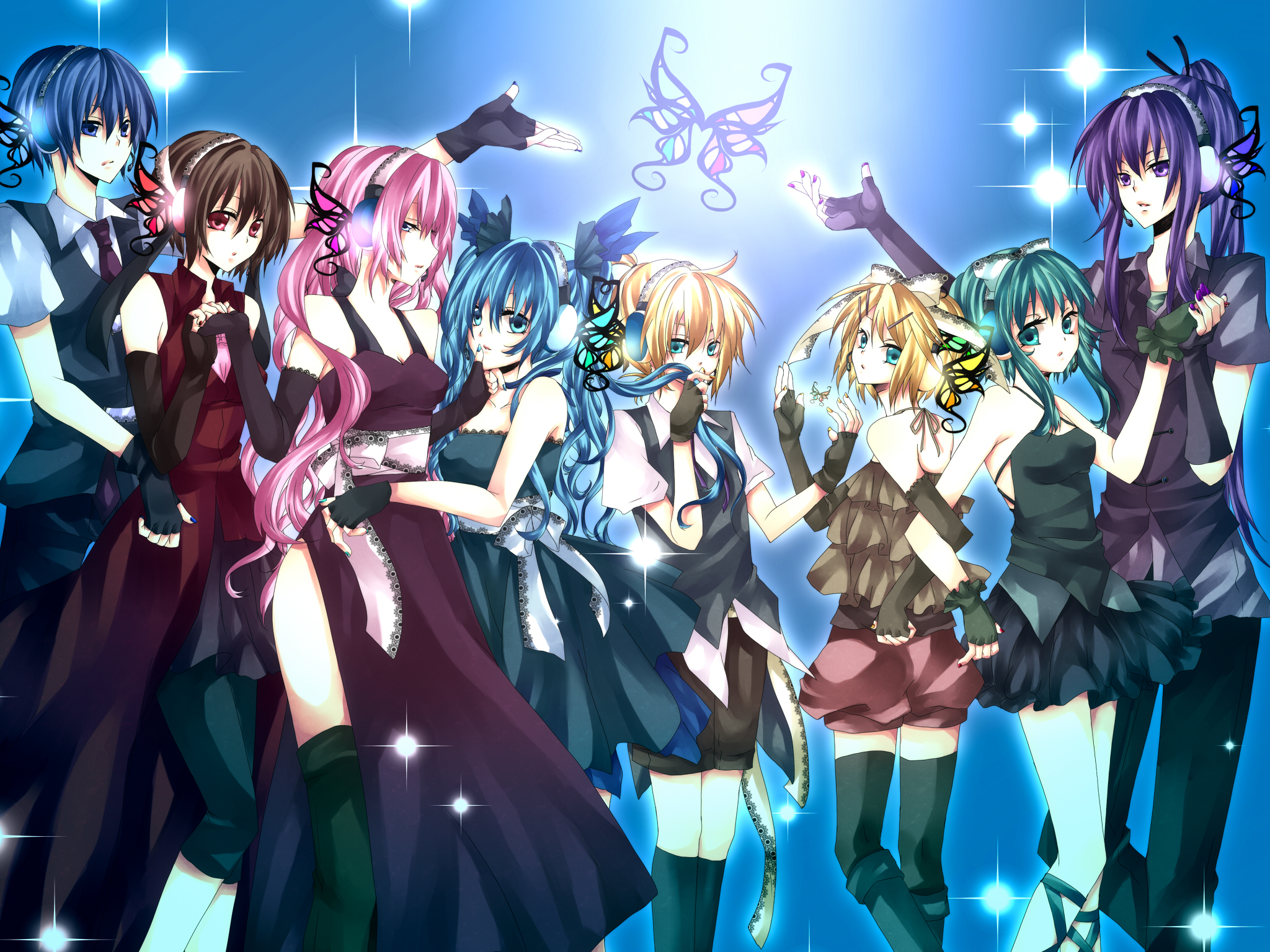Download mobile wallpaper Anime, Vocaloid, Hatsune Miku, Luka Megurine, Rin Kagamine, Gumi (Vocaloid), Kaito (Vocaloid), Len Kagamine, Meiko (Vocaloid), Kamui Gakupo, Magnet (Vocaloid) for free.