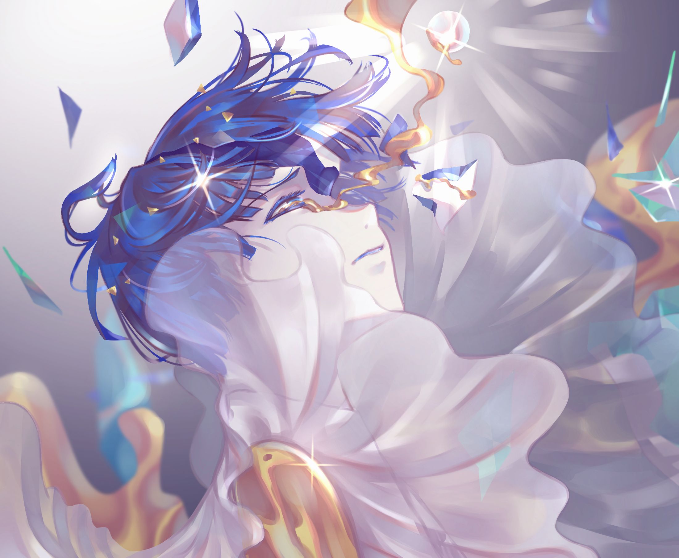 Free download wallpaper Anime, Tears, Blue Hair, Houseki No Kuni, Phosphophyllite (Houseki No Kuni) on your PC desktop