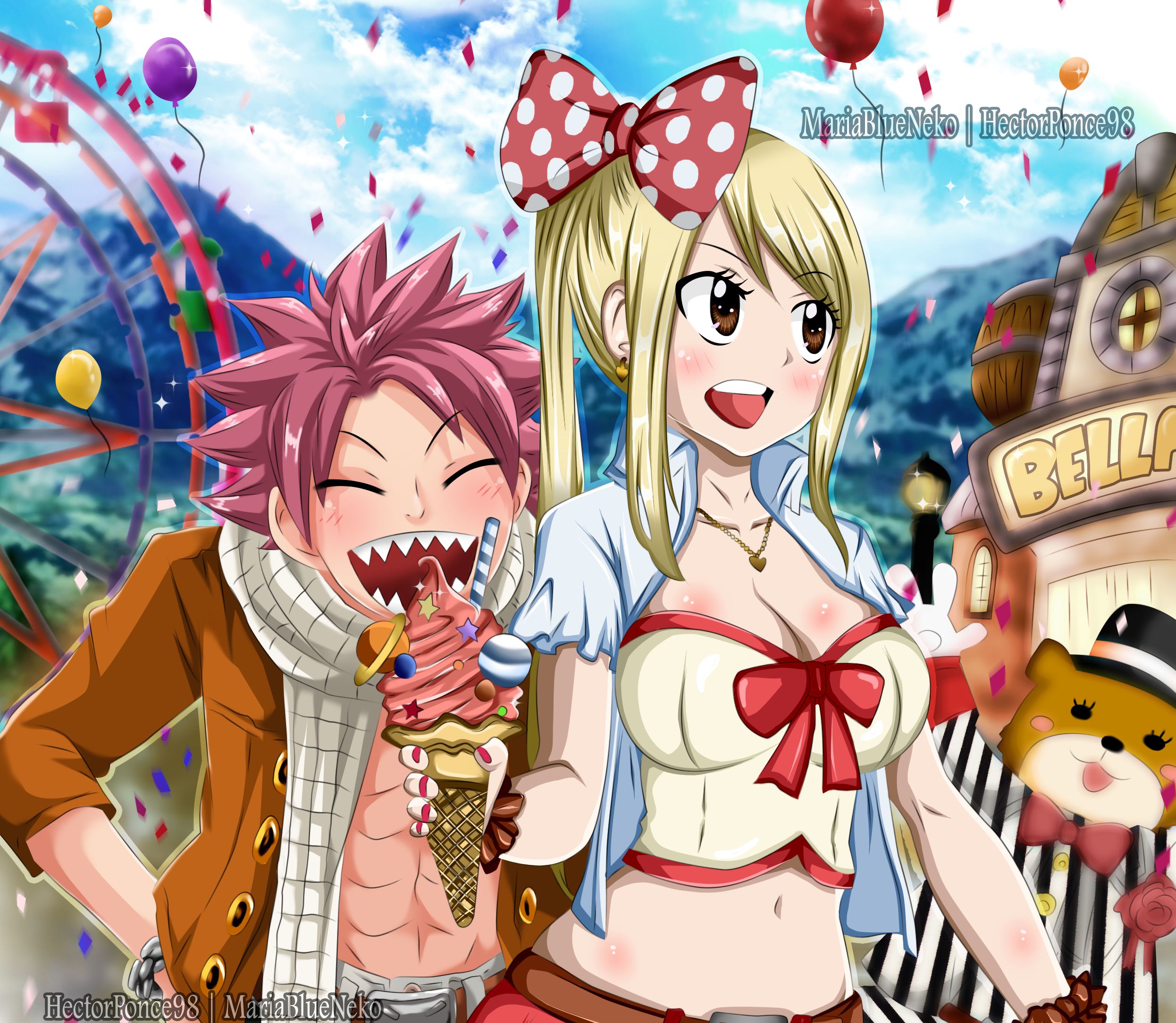 Download mobile wallpaper Anime, Fairy Tail, Lucy Heartfilia, Natsu Dragneel for free.