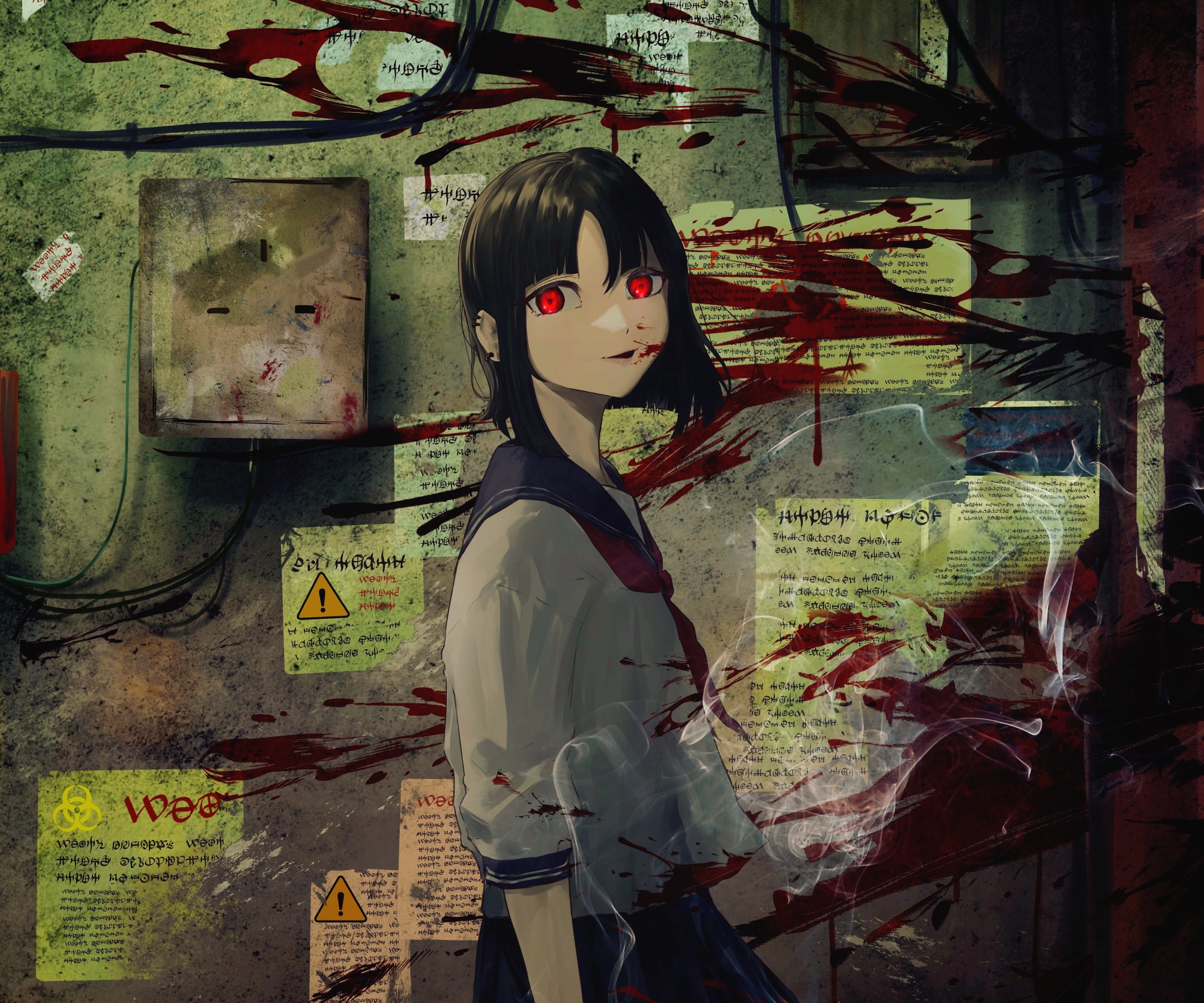 Download mobile wallpaper Anime, Blood, Girl, School Uniform for free.