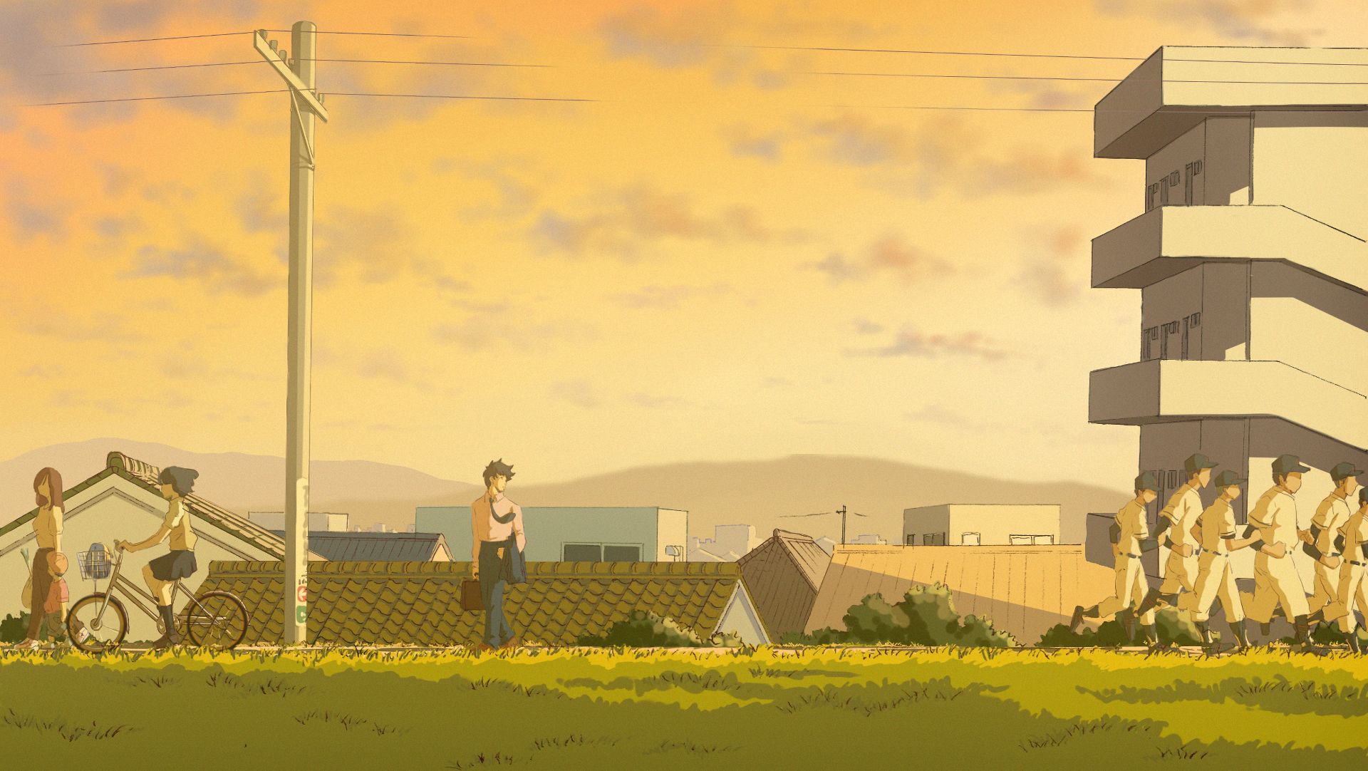Baixar papel de parede para celular de Anime, Pôr Do Sol, Céu, Nuvem, Original, Cidade Pequena gratuito.