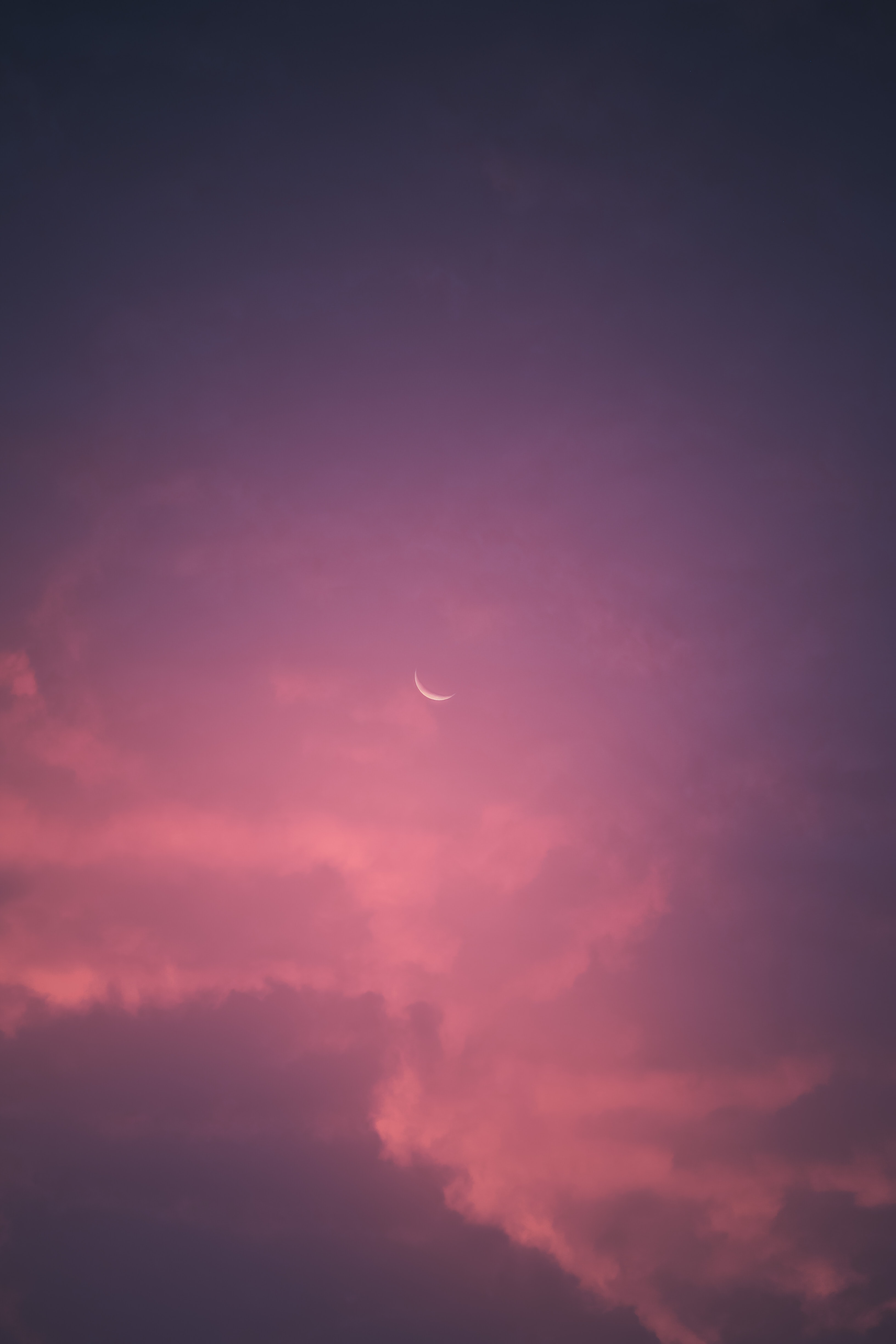 Скачать обои бесплатно Розовый, Небо, Луна, Минимализм картинка на рабочий стол ПК