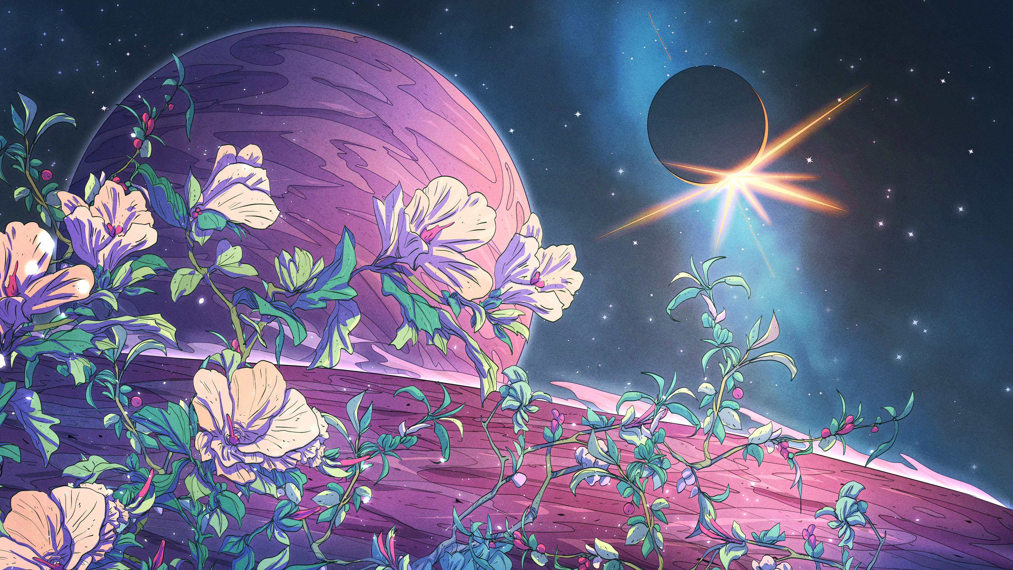 Free download wallpaper Flower, Space, Planet, Sci Fi on your PC desktop