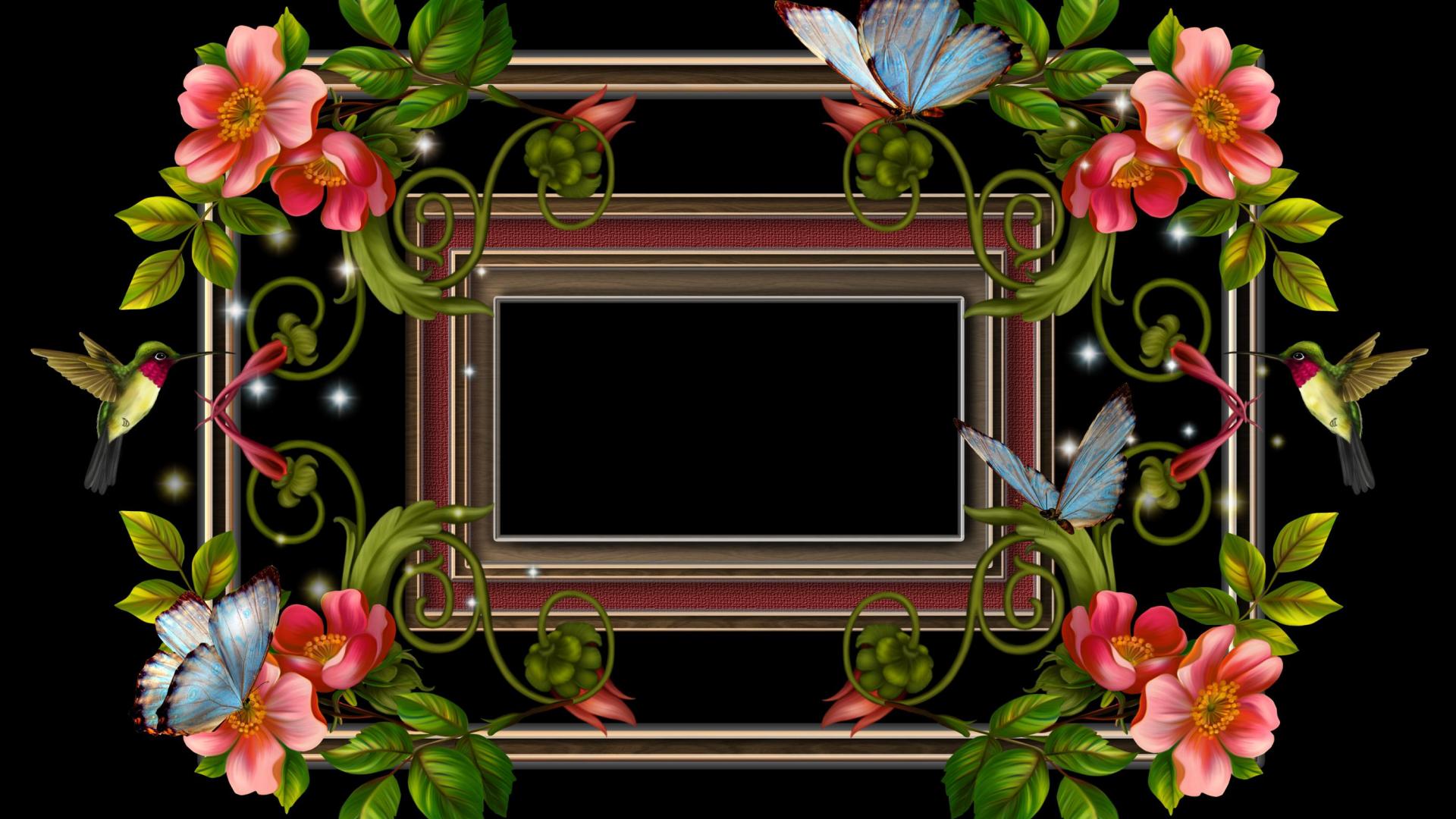 750756 télécharger le fond d'écran artistique, cadre, oiseau, papillon, coloré, fleur, printemps - économiseurs d'écran et images gratuitement