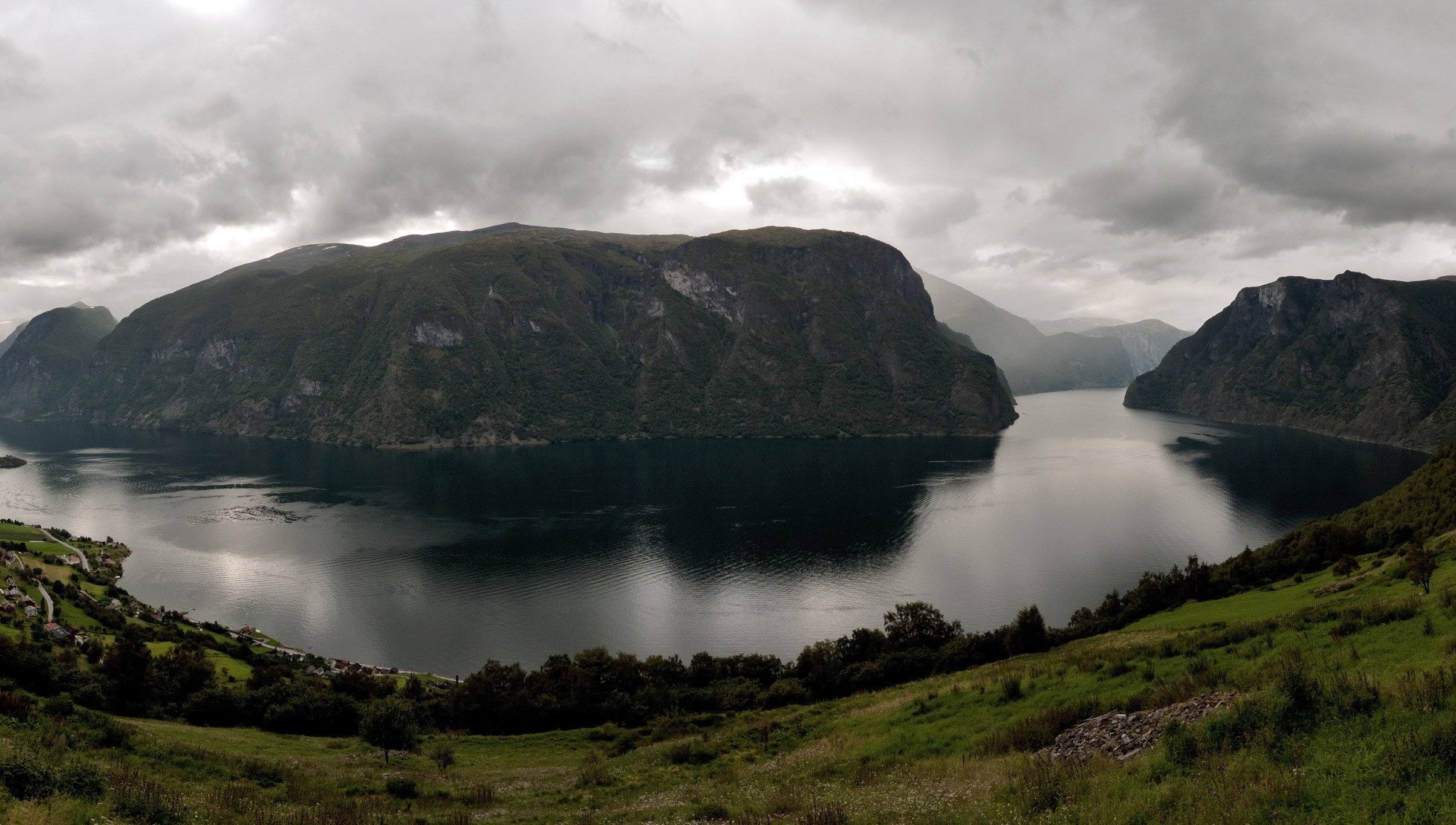 norway, nature, rivers, grass, mountains, aurlandfjord, eurnmann Full HD