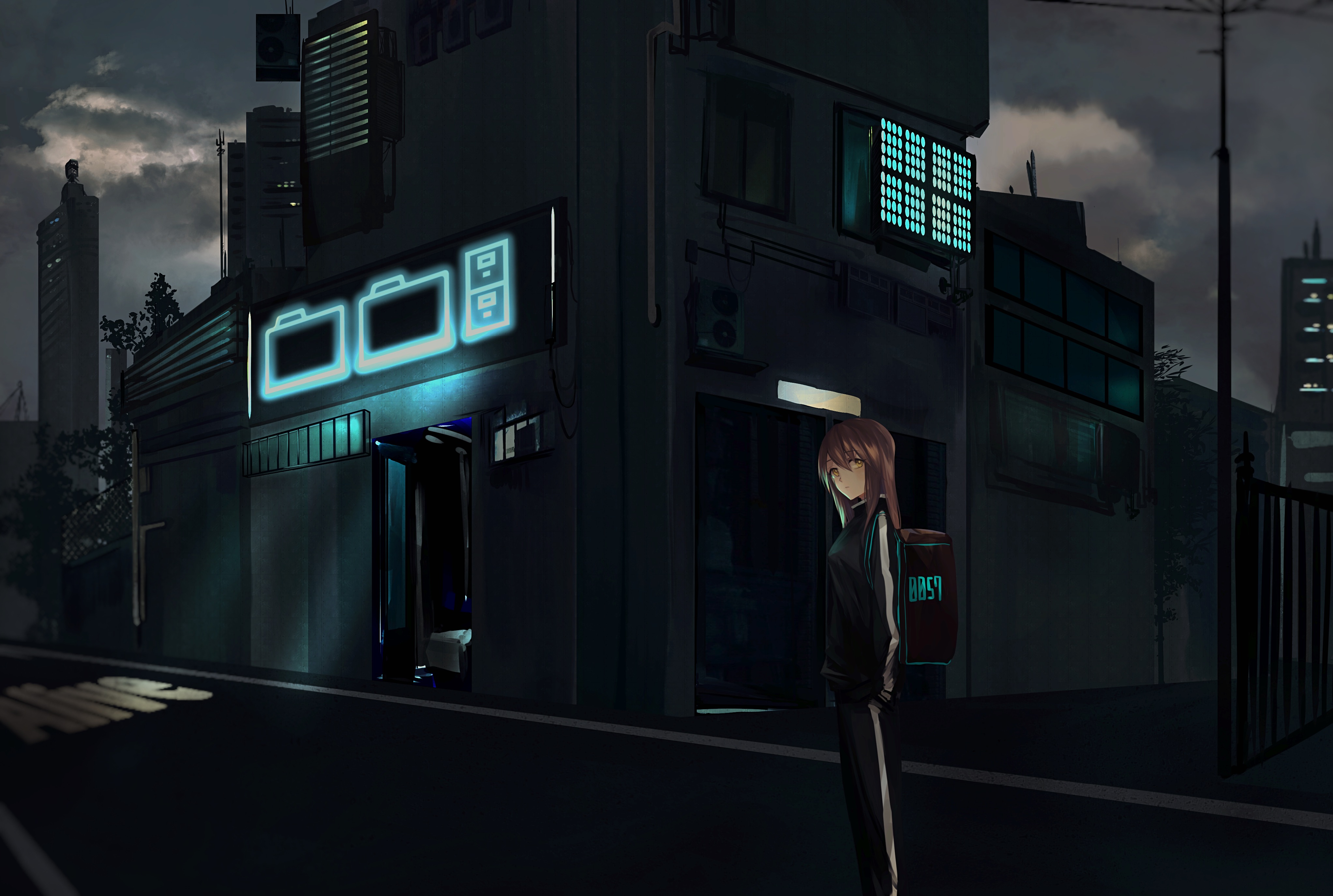 Download mobile wallpaper Anime, City, Dark, Original for free.