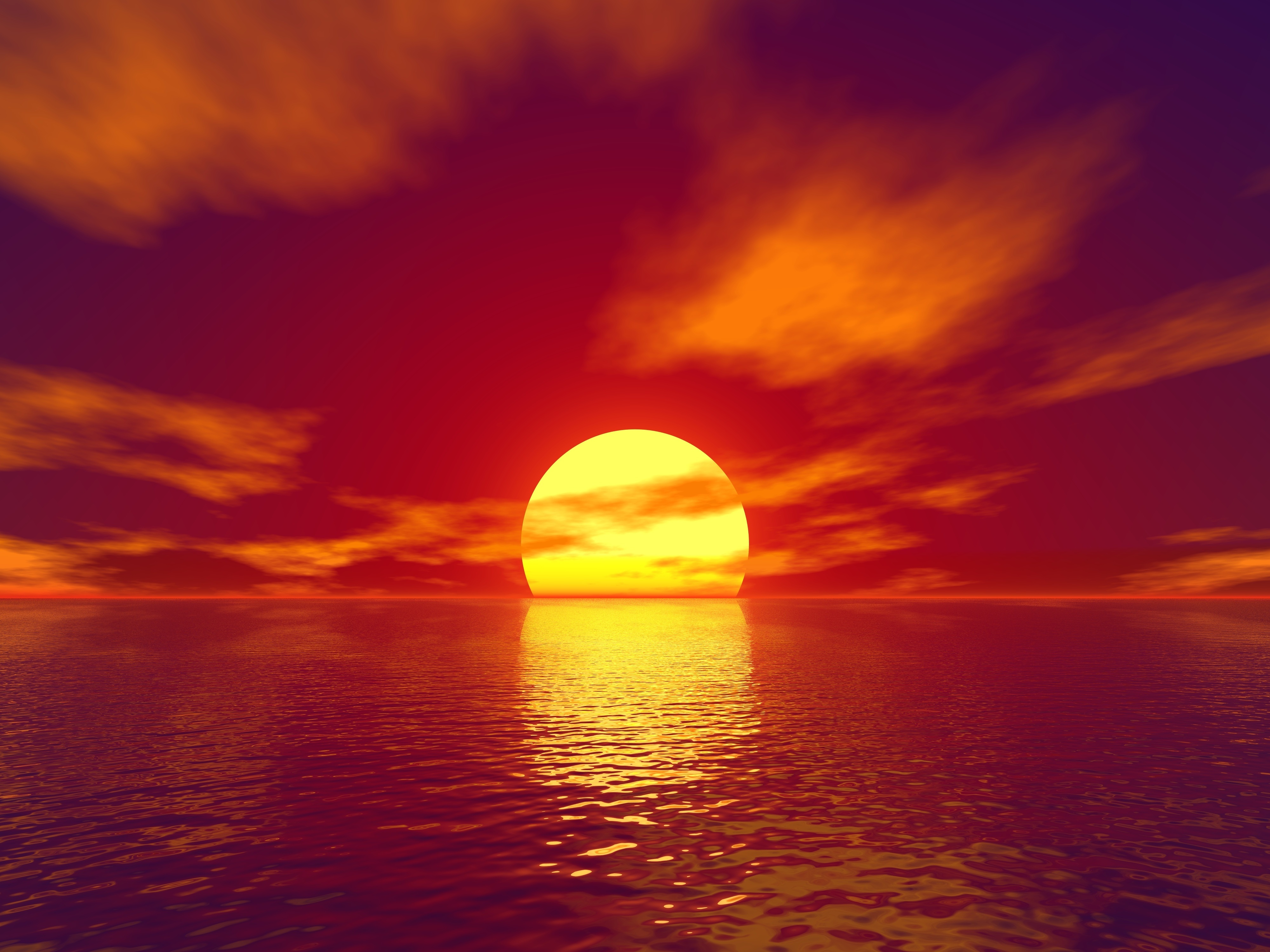 Free download wallpaper Sunset, Sea, Sun, Ocean, Artistic on your PC desktop