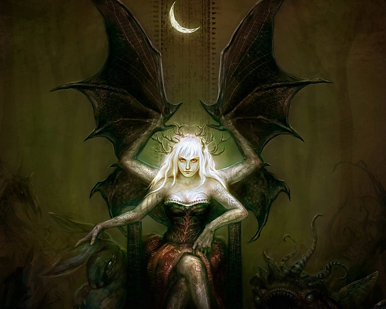 Download mobile wallpaper Dark, Wings, Demon, Vampire for free.