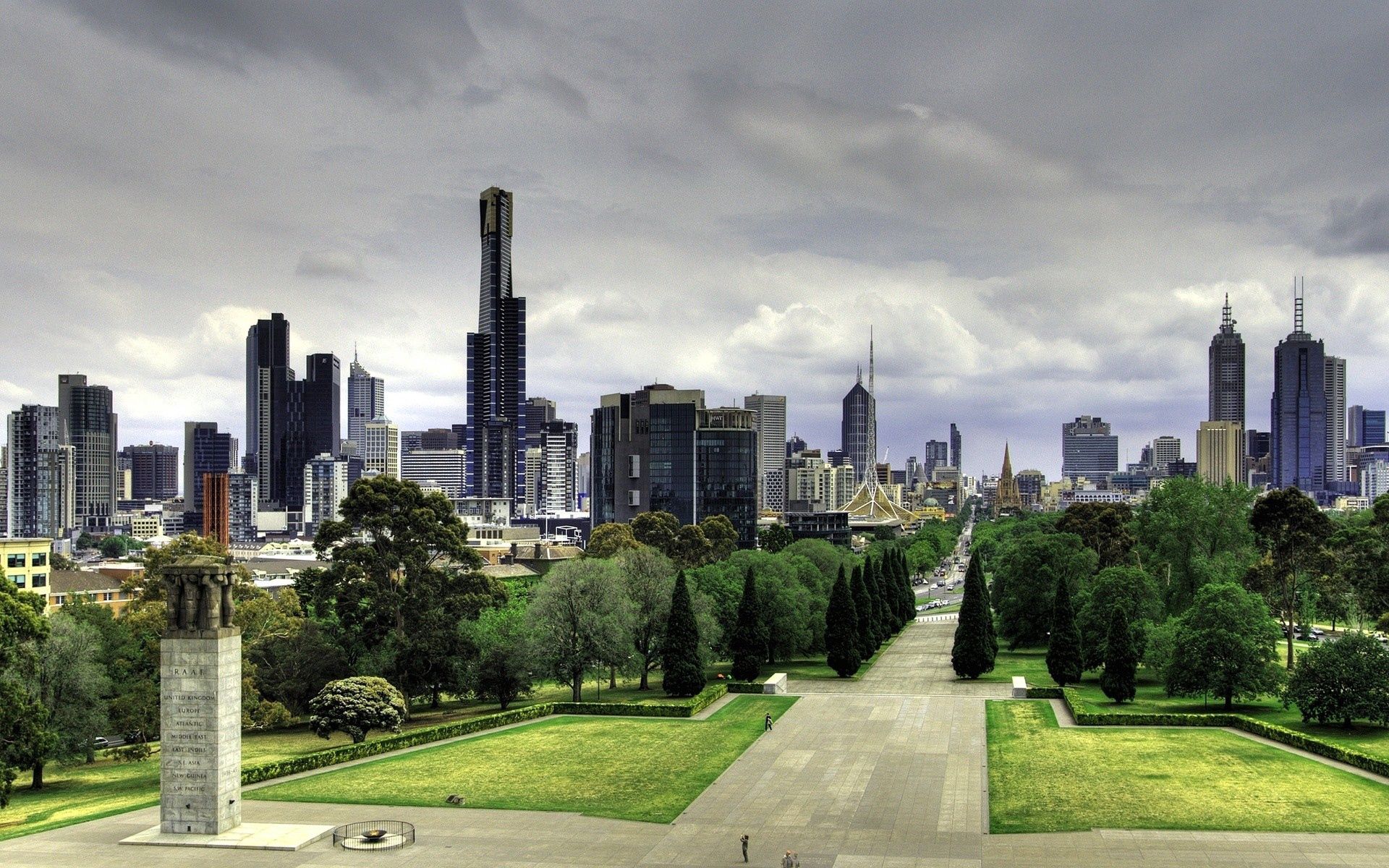 cities, australia, stroll, park, handsomely, nature, building, skyscrapers, it's beautiful, melbourne