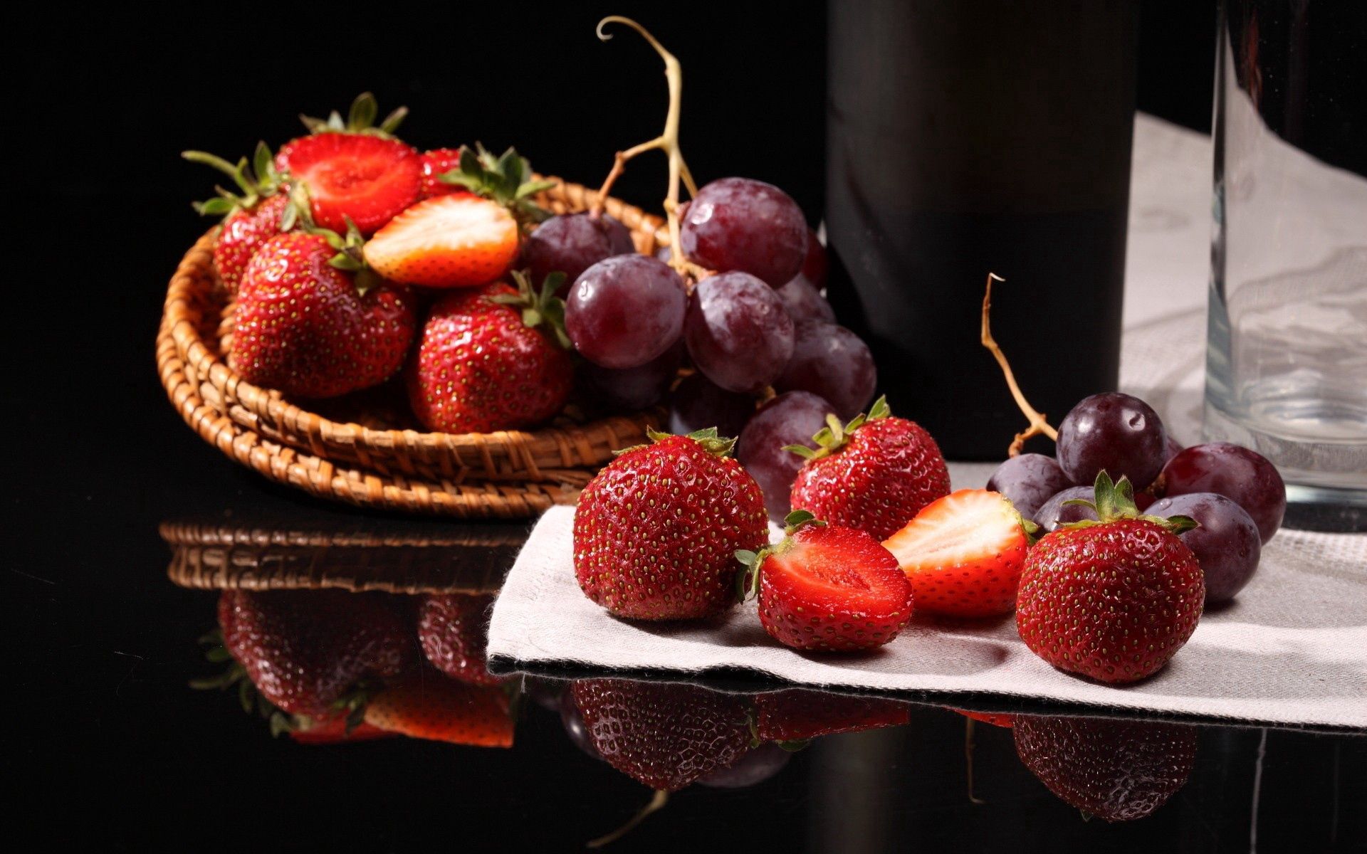 food, strawberry, grapes, tasty, delicious