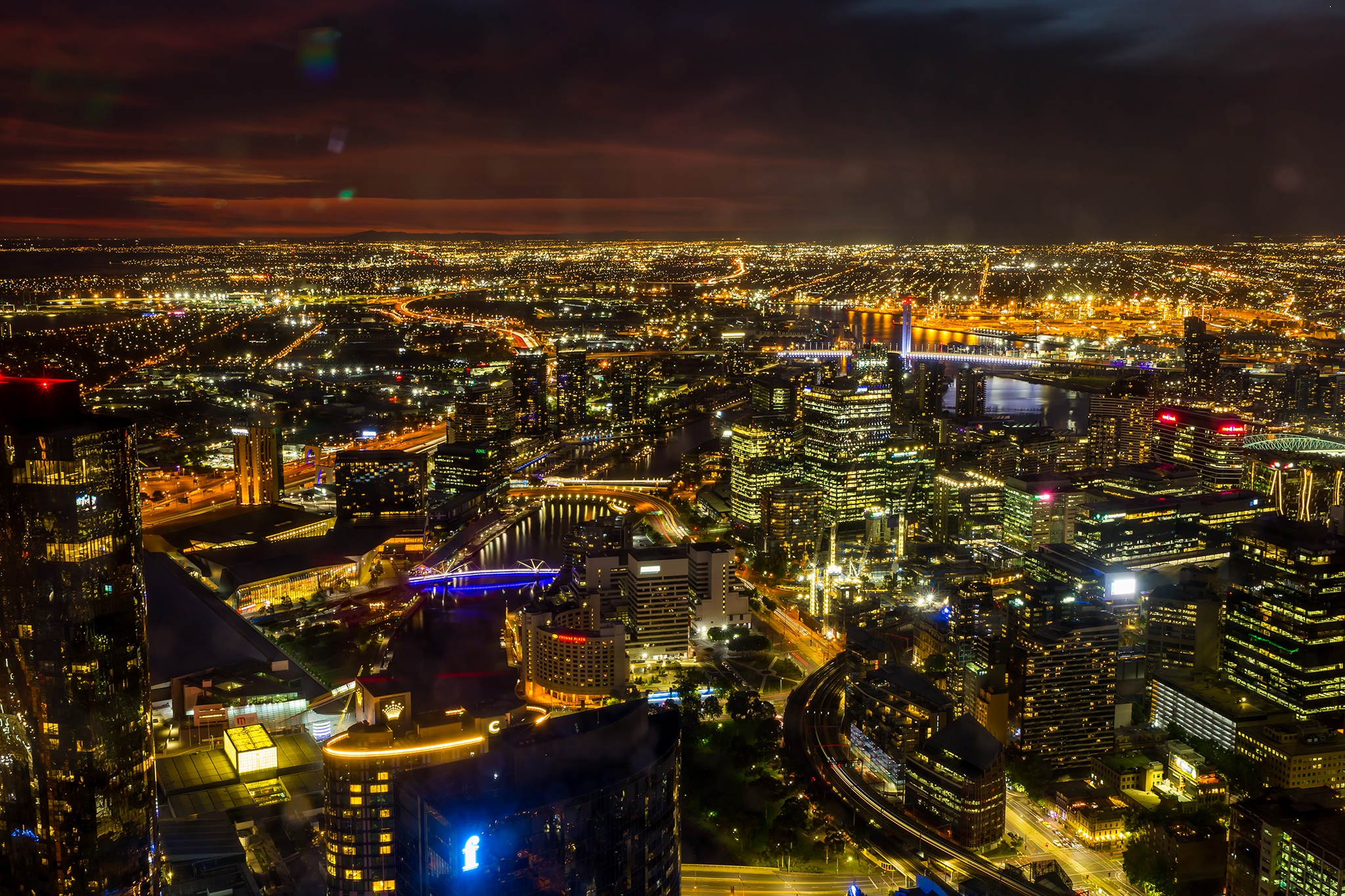 Free download wallpaper Cities, Night, City, Cityscape, Australia, Melbourne, Man Made on your PC desktop