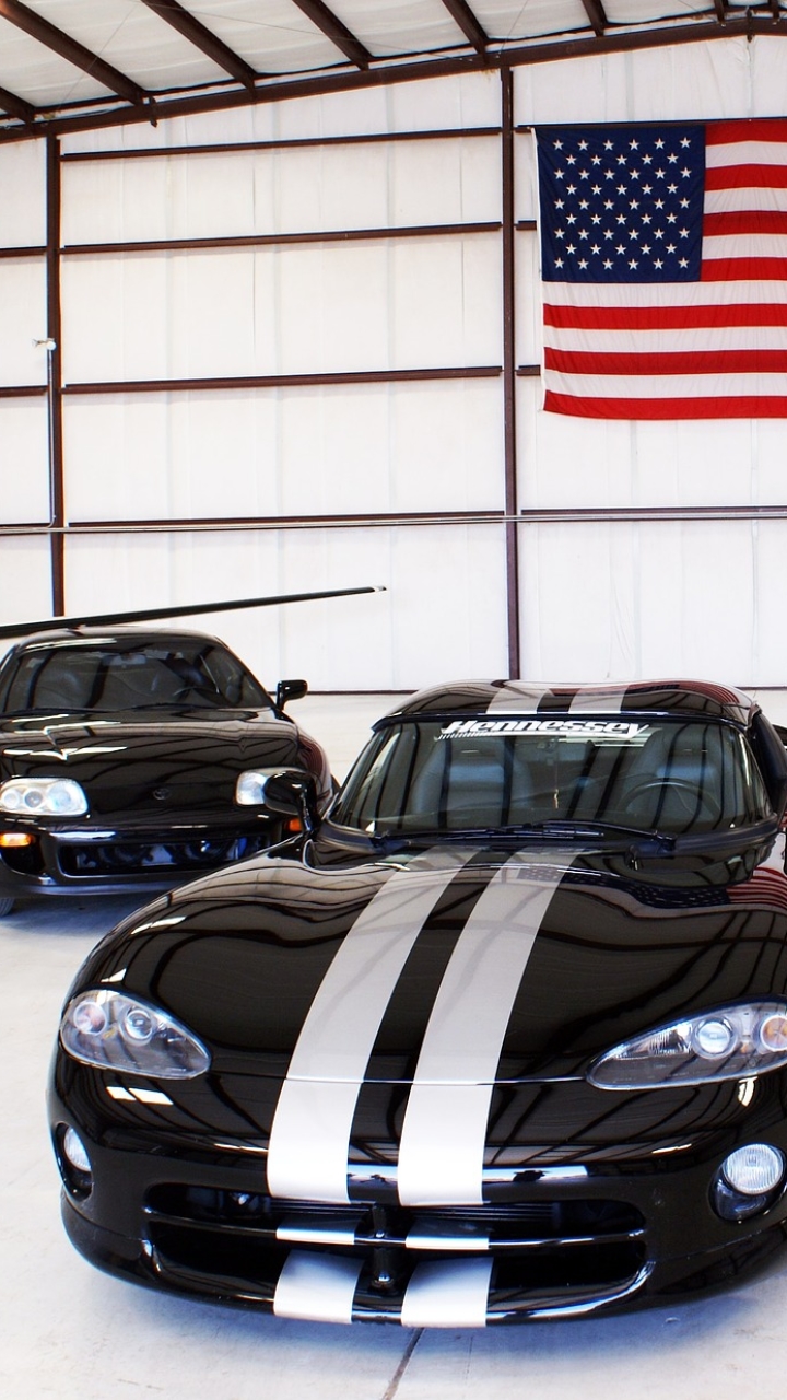 Download mobile wallpaper Dodge Viper, Sports Car, Chevrolet Corvette, Vehicles, Black Car for free.