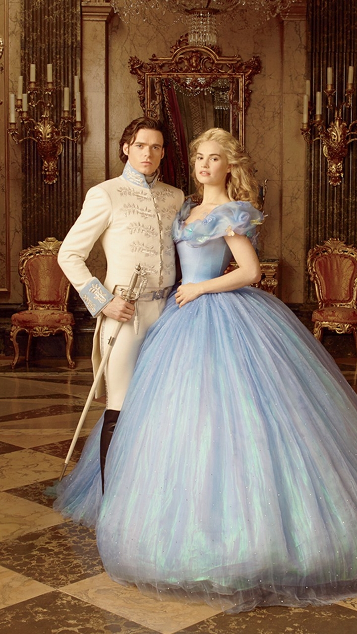 Download mobile wallpaper Movie, Richard Madden, Lily James, Cinderella (2015) for free.