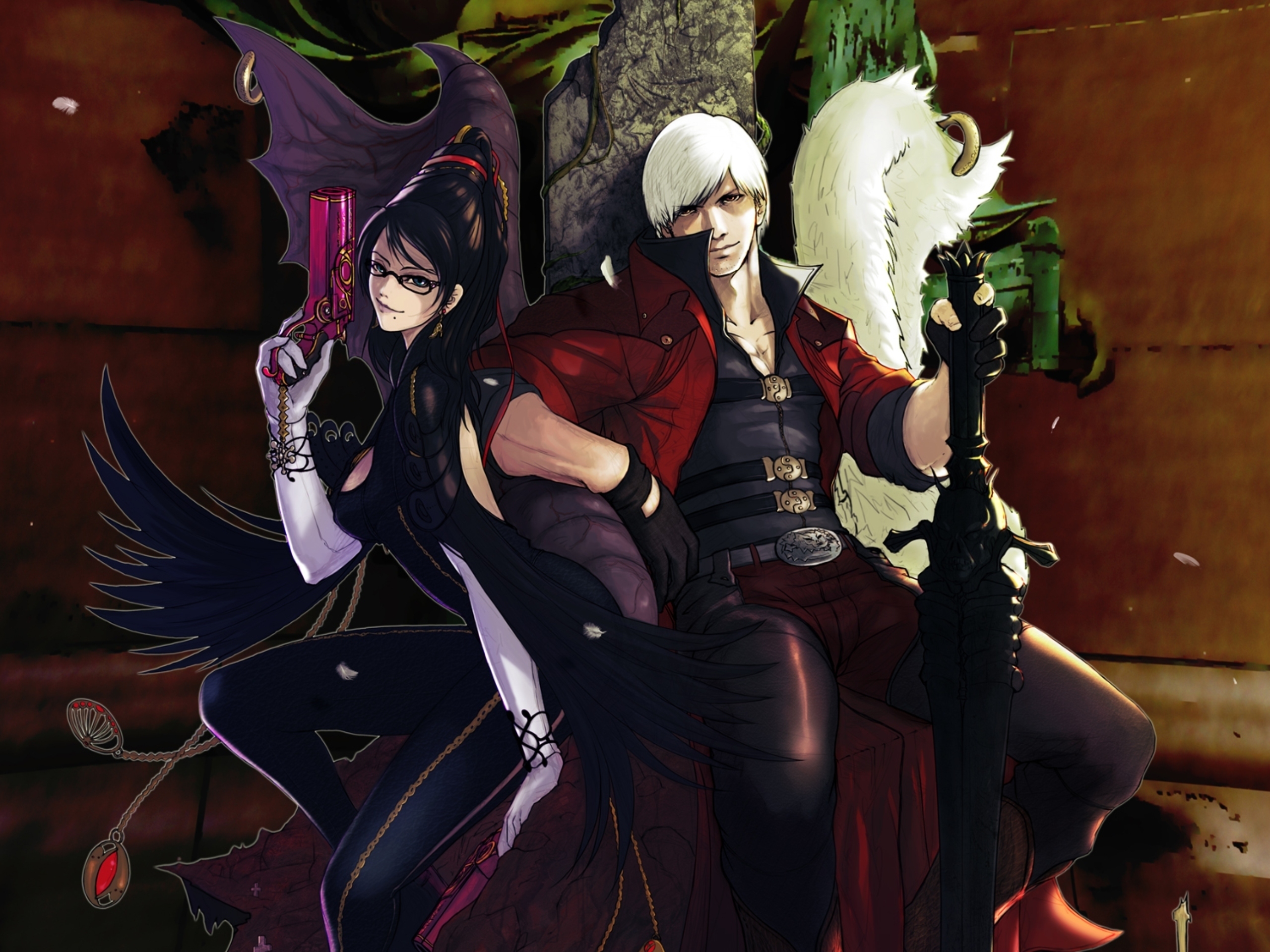crossover, video game, bayonetta (character), dante (devil may cry)