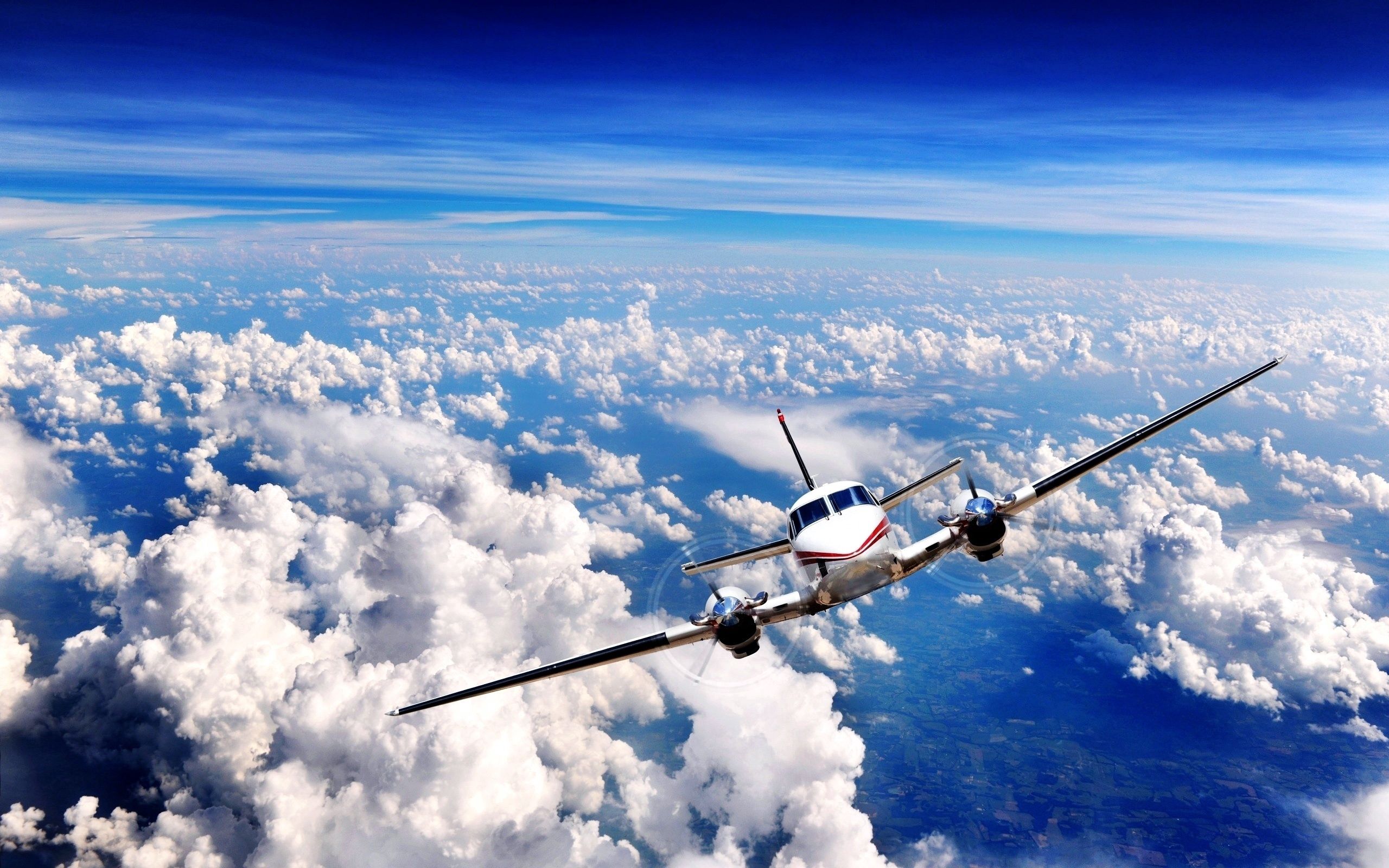 plane, airplane, clouds, sky, horizon, miscellanea, miscellaneous for android