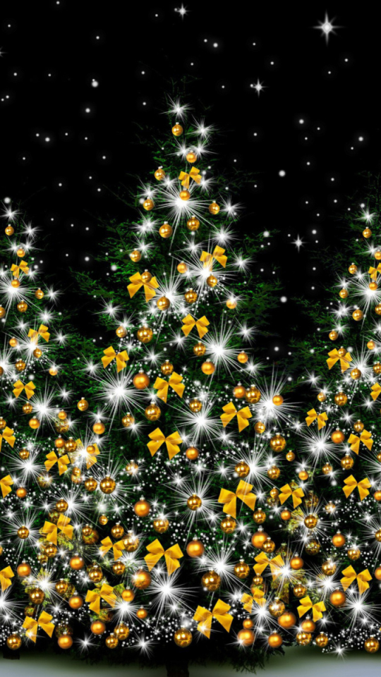 Download mobile wallpaper Gold, Christmas, Holiday, Christmas Tree, Ribbon, Christmas Ornaments for free.