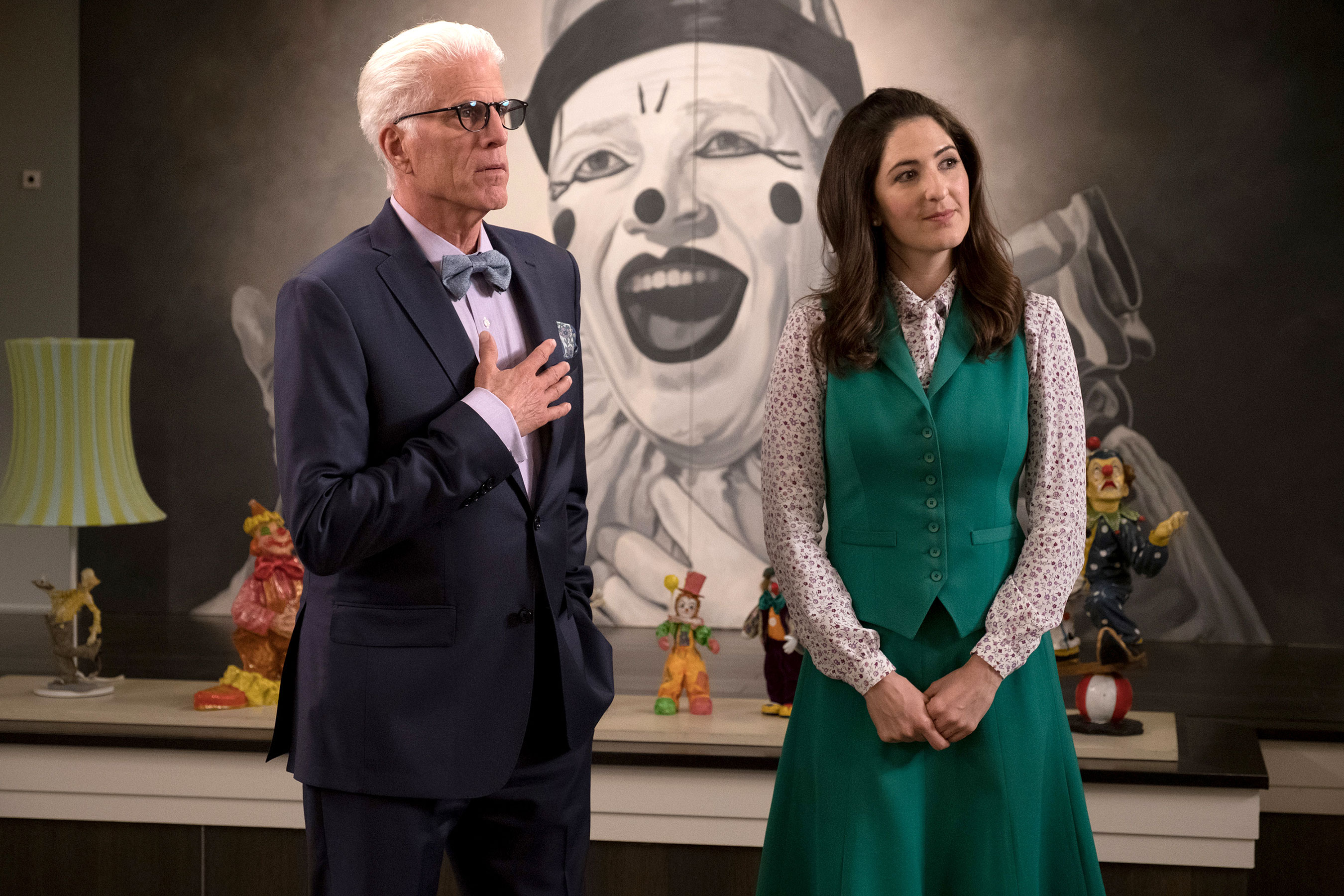 tv show, the good place, d'arcy carden, janet (the good place), michael (the good place), ted danson
