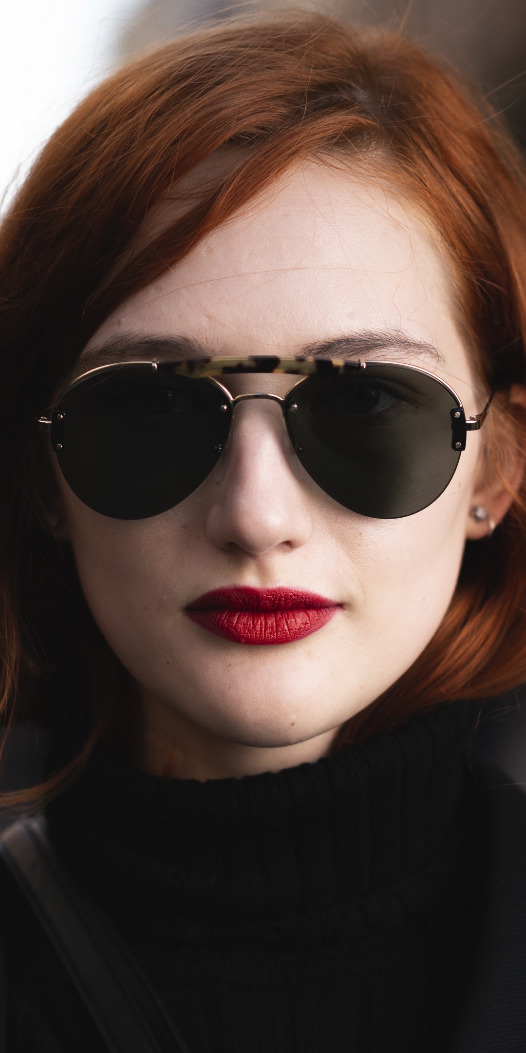 Download mobile wallpaper Redhead, Portrait, Face, Sunglasses, Model, Women, Lipstick for free.