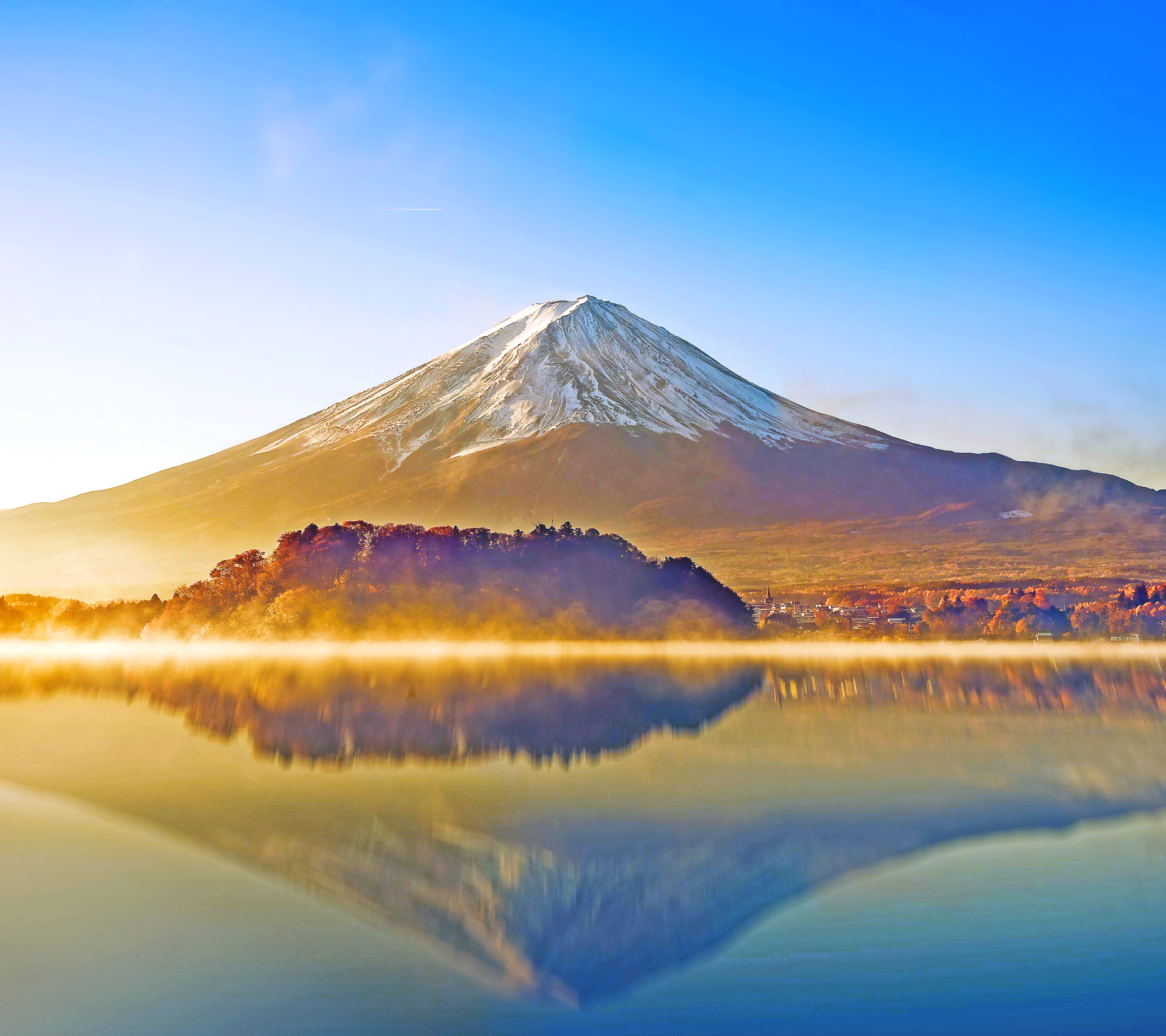 Download mobile wallpaper Nature, Mountain, Reflection, Earth, Japan, Mount Fuji, Volcanoes for free.