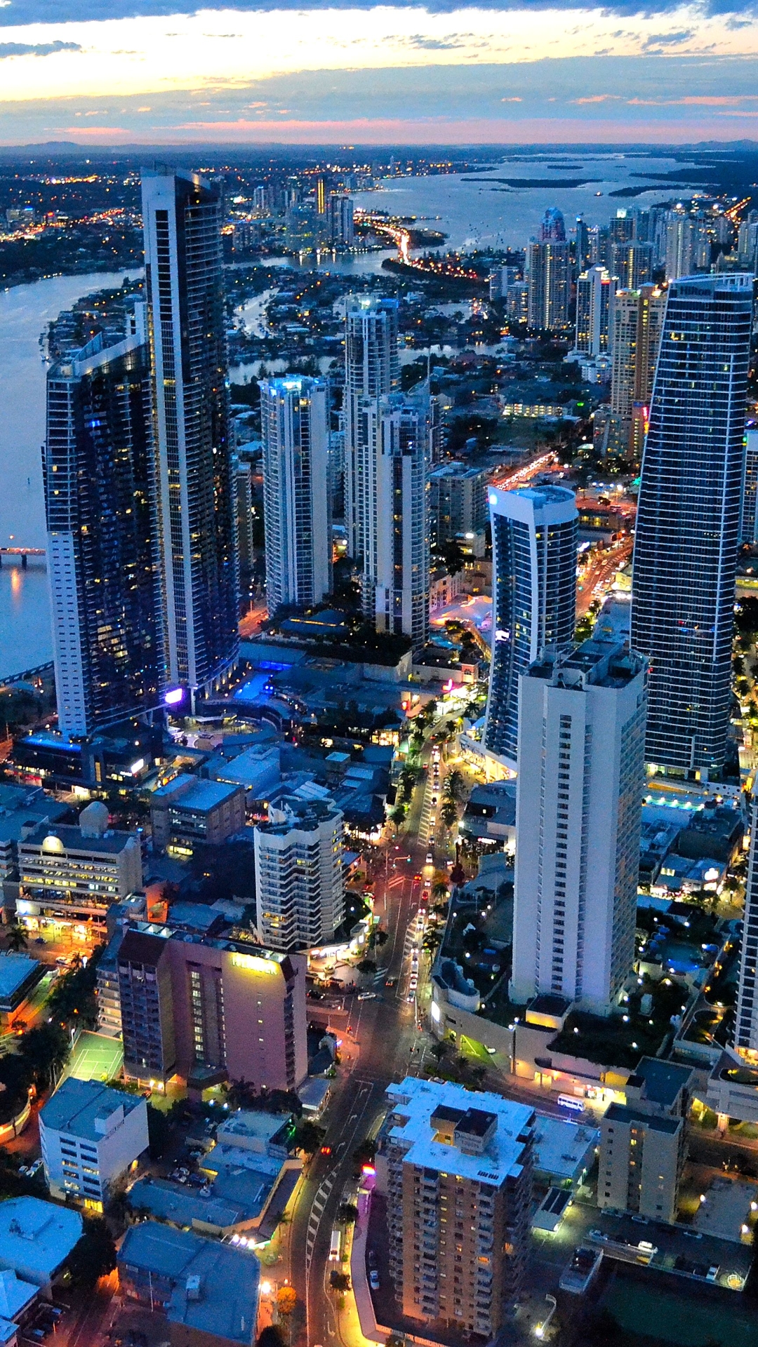 Descarga gratuita de fondo de pantalla para móvil de Ciudades, Ciudad, Oscuridad, Australia, Costa Dorada, Hecho Por El Hombre, Queensland.