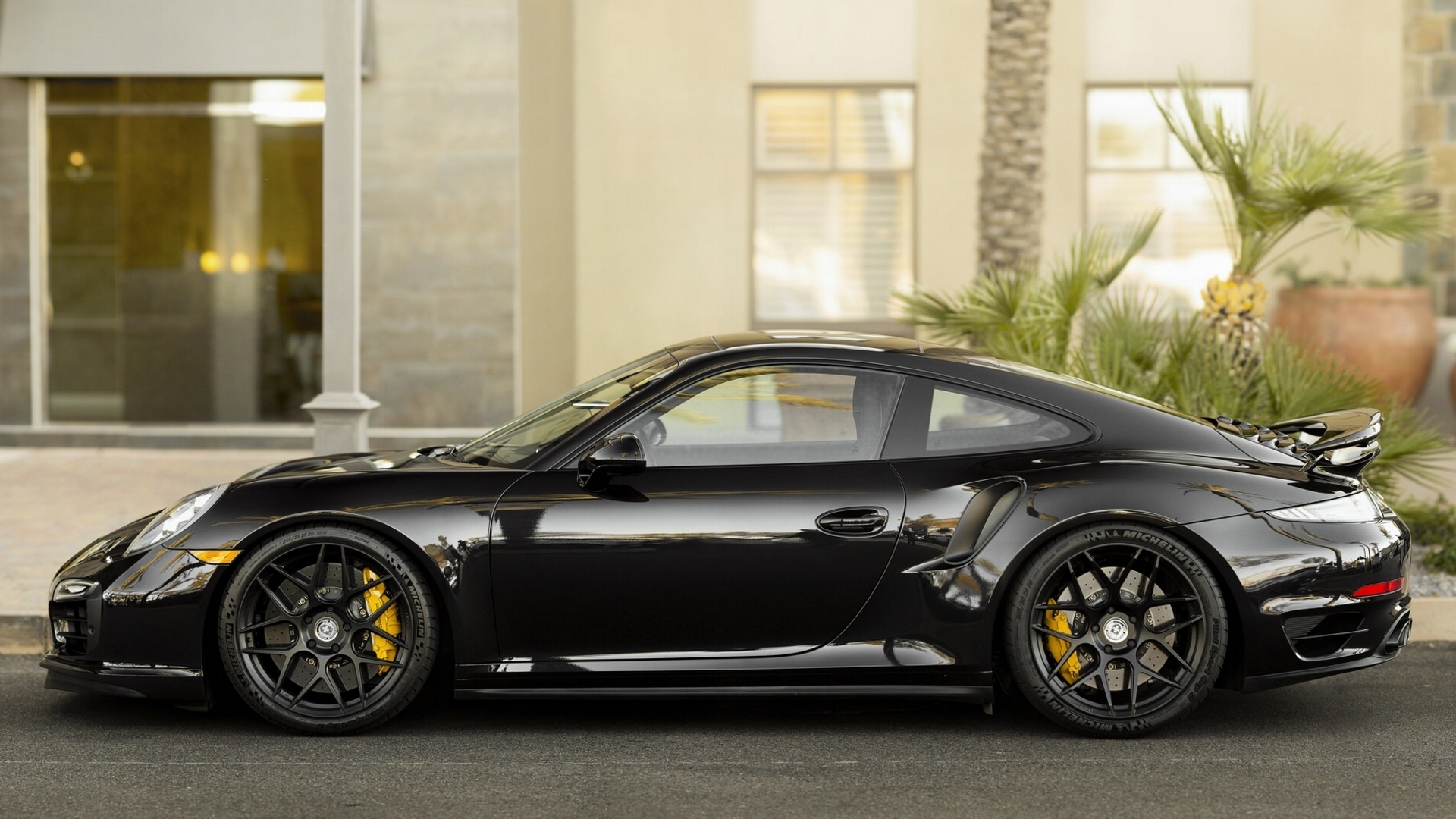 Handy-Wallpaper Porsche, Porsche 911, Fahrzeuge, Schwarzes Auto, Porsche 911 Turbo kostenlos herunterladen.
