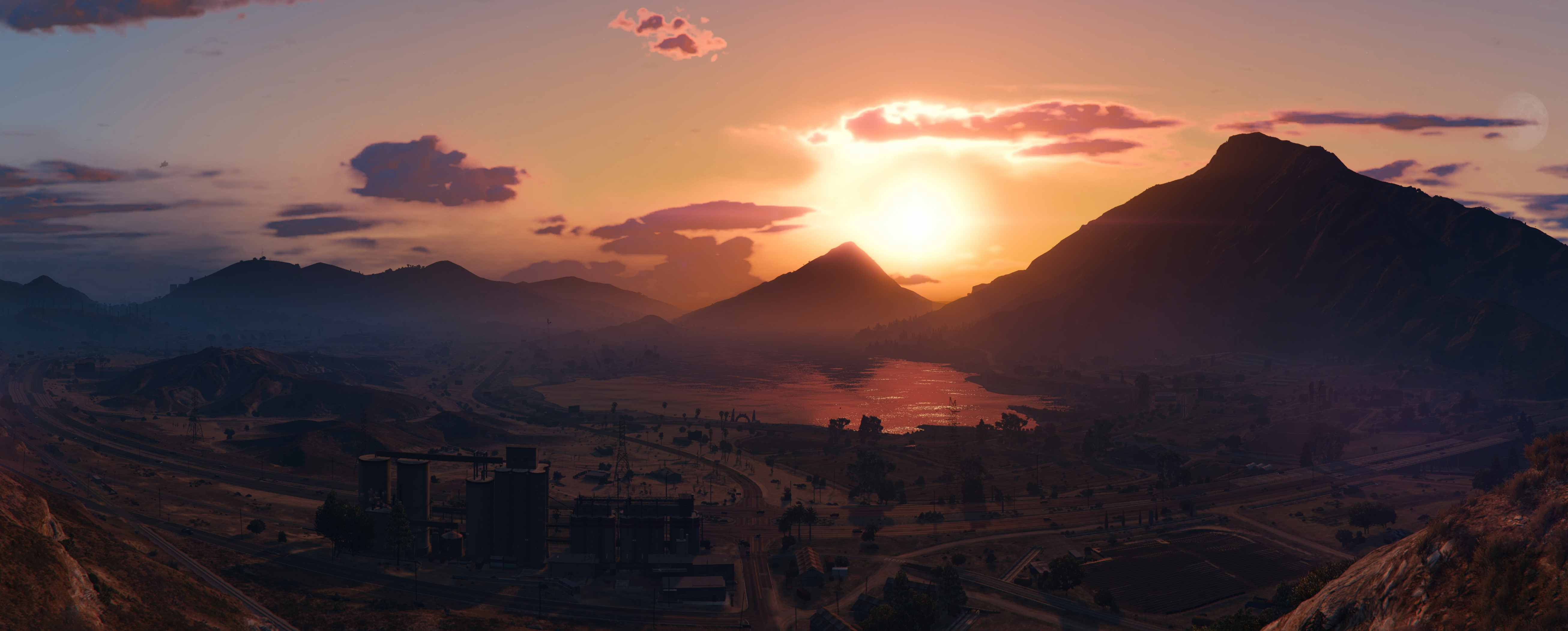Free download wallpaper Sky, Sun, Mountain, Video Game, Grand Theft Auto, Grand Theft Auto V on your PC desktop