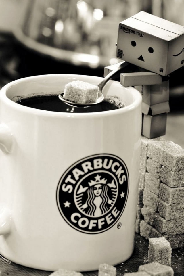 starbucks, food, coffee, black & white, sugar, danbo