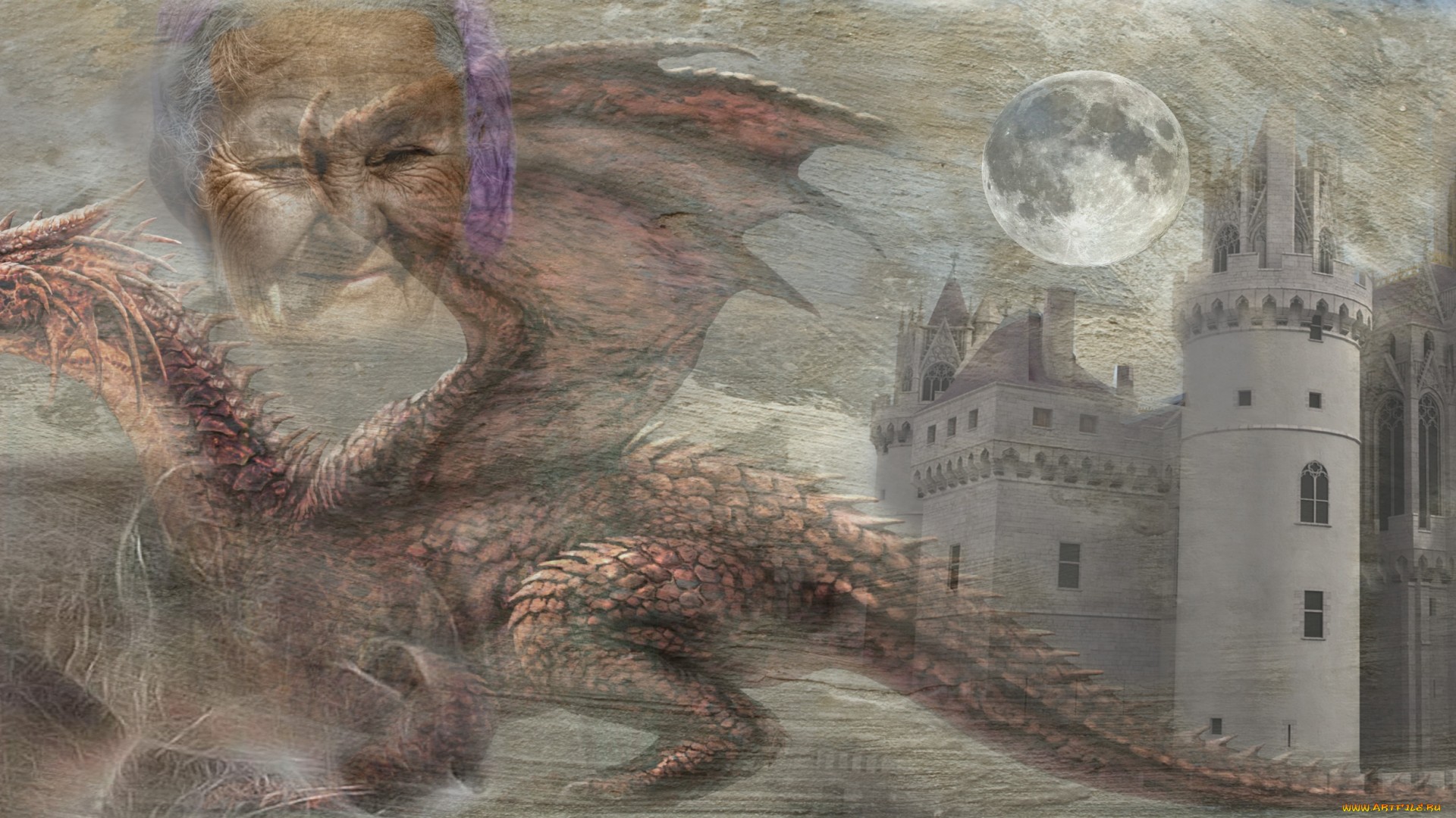 Laden Sie das Fantasie, Drachen, Schloss-Bild kostenlos auf Ihren PC-Desktop herunter