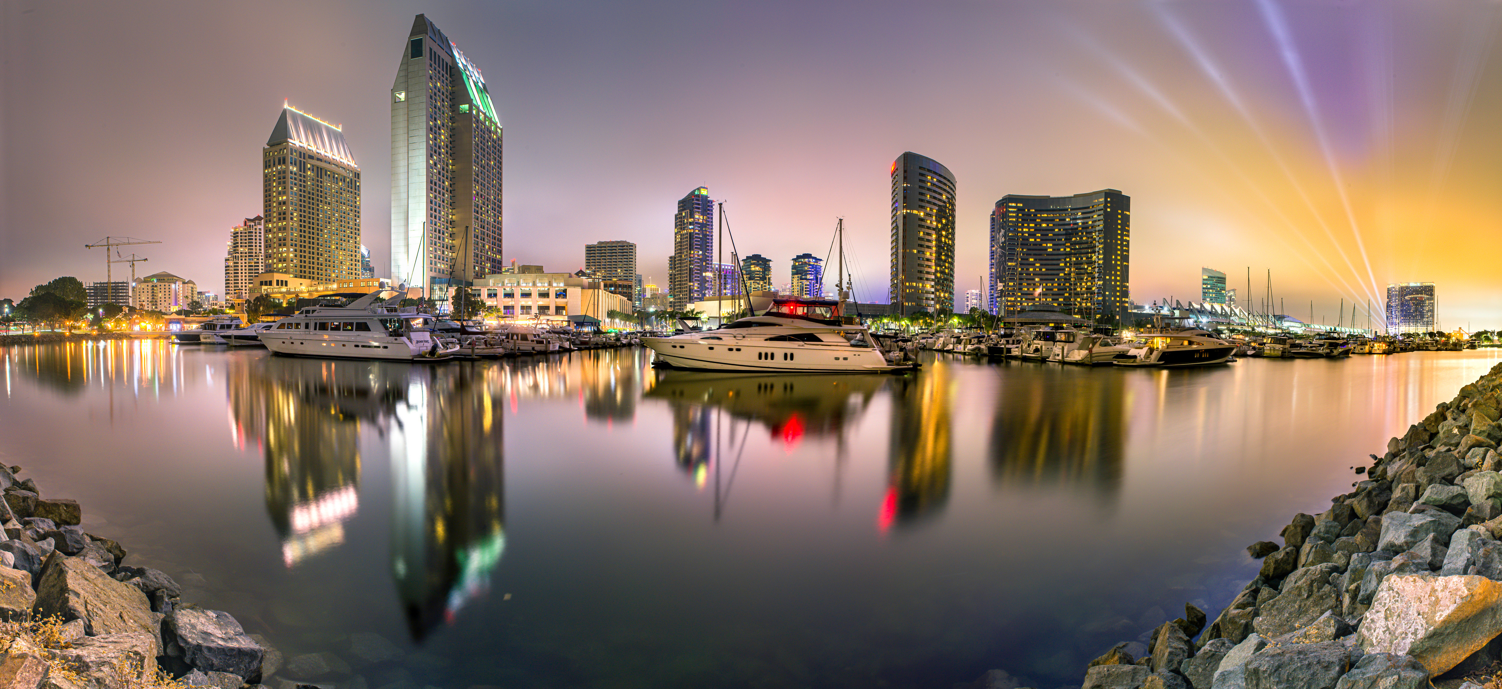 Download mobile wallpaper Cities, Reflection, California, Yacht, San Diego, Man Made for free.