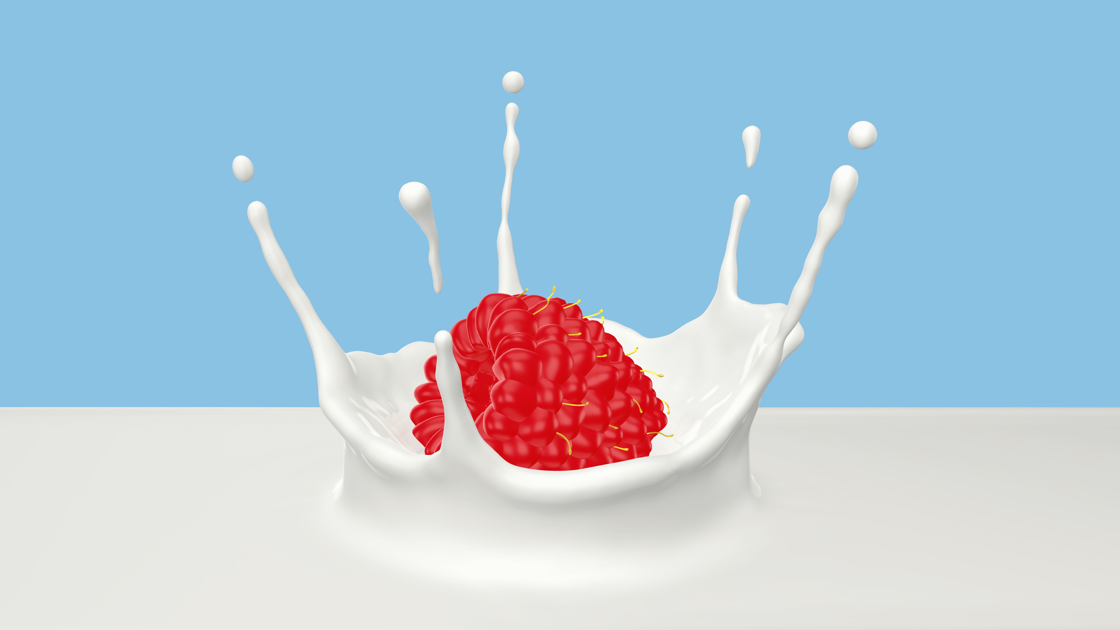 Free download wallpaper Fruits, Food, Raspberry, Splash, Berry, Milk on your PC desktop