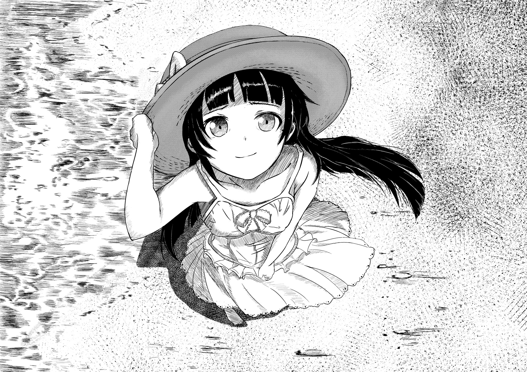 759606 Hintergrundbild herunterladen animes, oreimo, schwarz weiß, kleid, hut, ruri goko - Bildschirmschoner und Bilder kostenlos