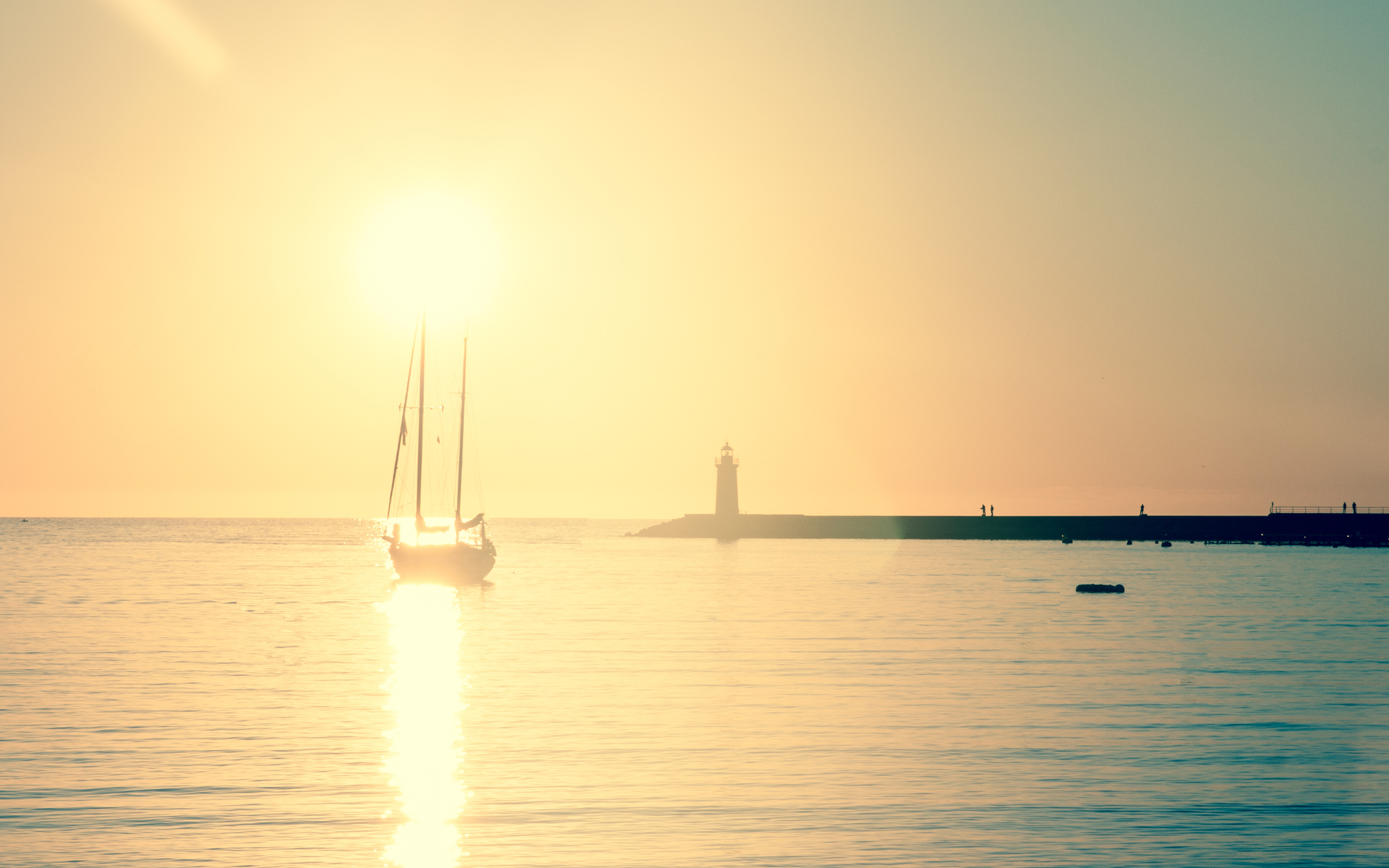 photography, scenic, boat, lighthouse, sailboat, sailing, summer, sun, sunset
