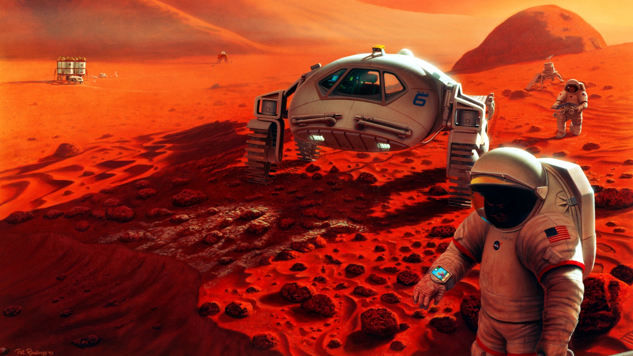 Handy-Wallpaper Science Fiction, Mars, Astronaut, Fahrzeug kostenlos herunterladen.