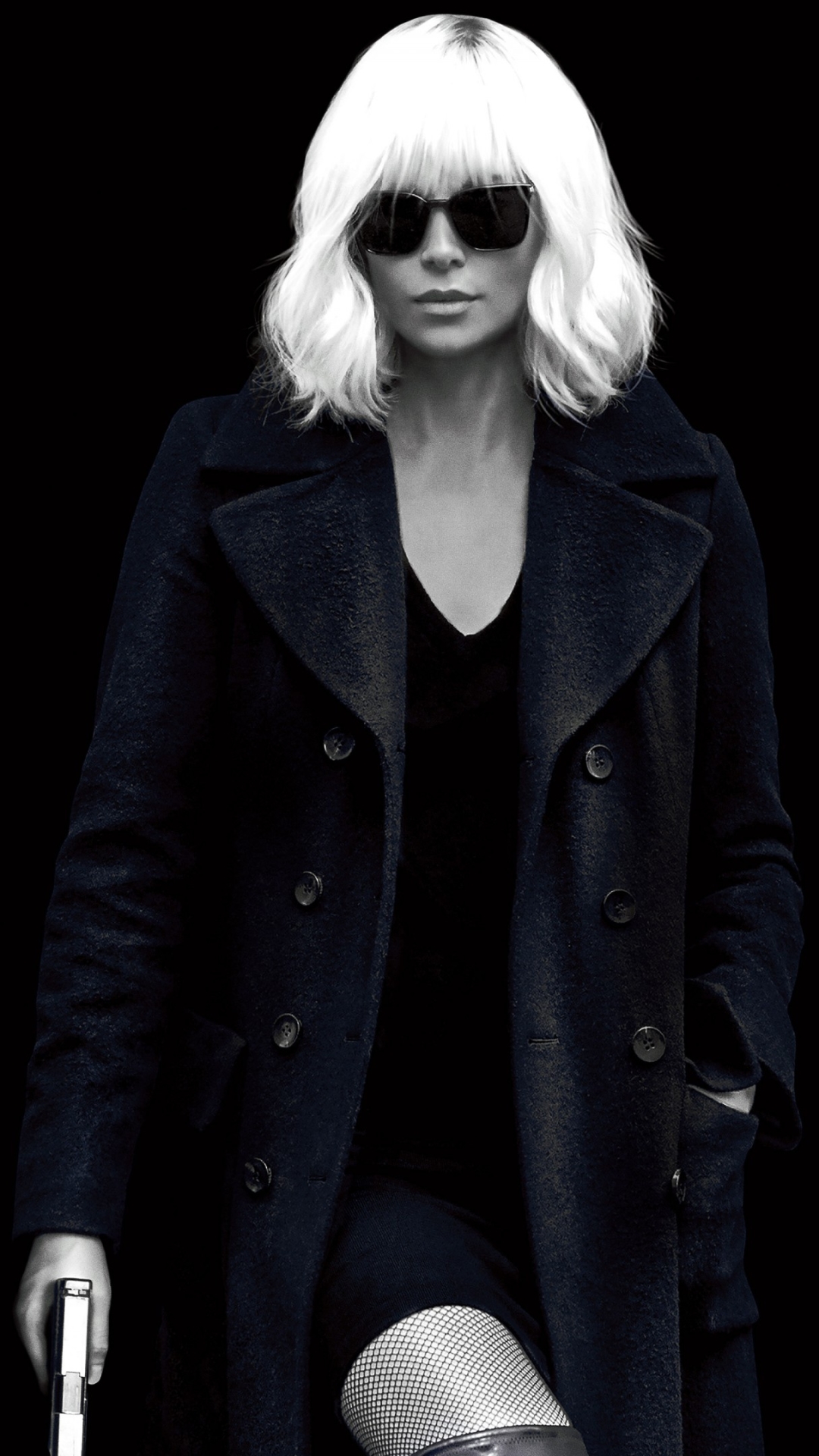 Download mobile wallpaper Charlize Theron, Sunglasses, Gun, Movie, Atomic Blonde for free.