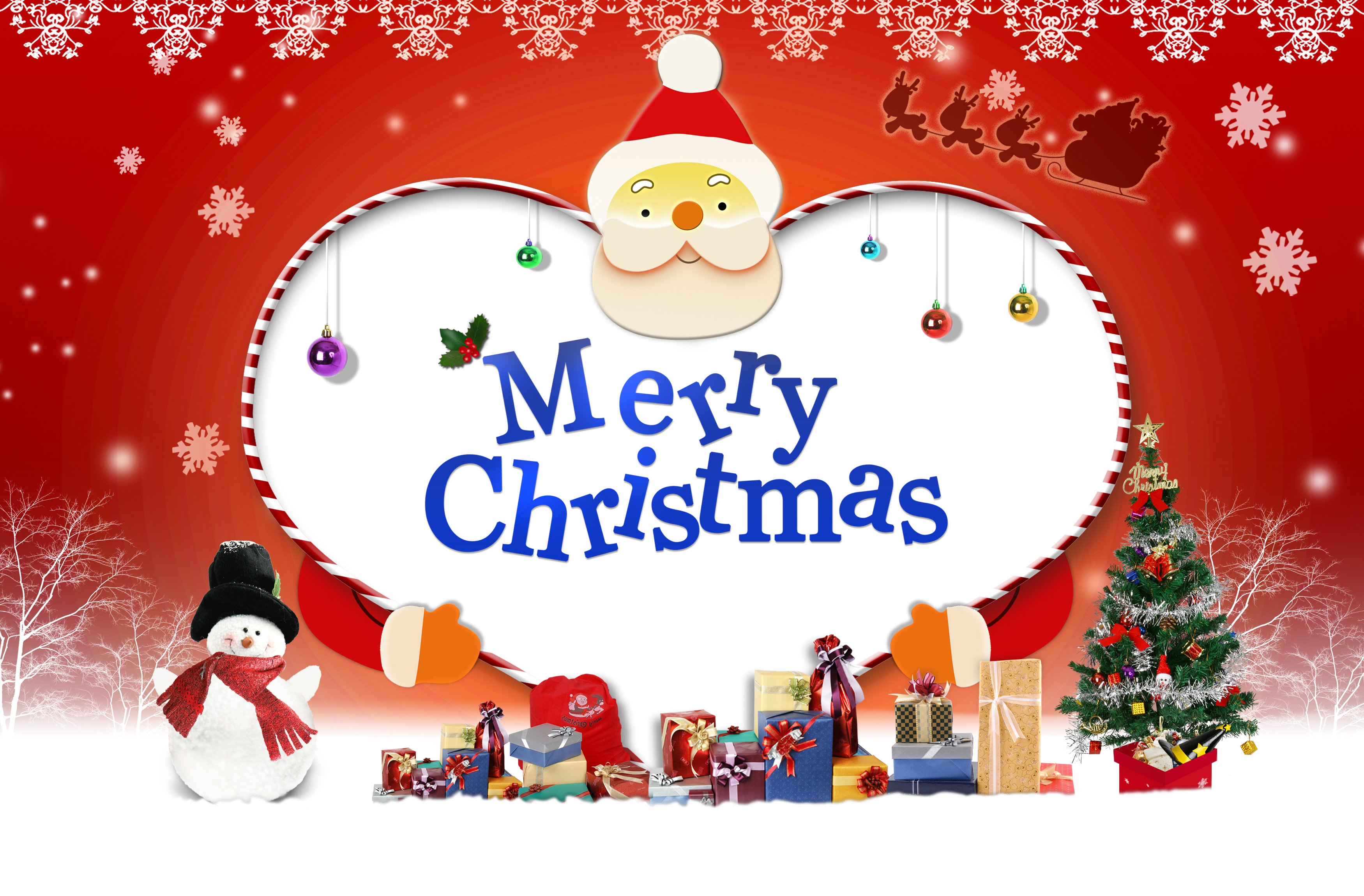 Handy-Wallpaper Feiertage, Weihnachten, Schneemann, Geschenk, Weihnachtsbaum, Frohe Weihnachten kostenlos herunterladen.