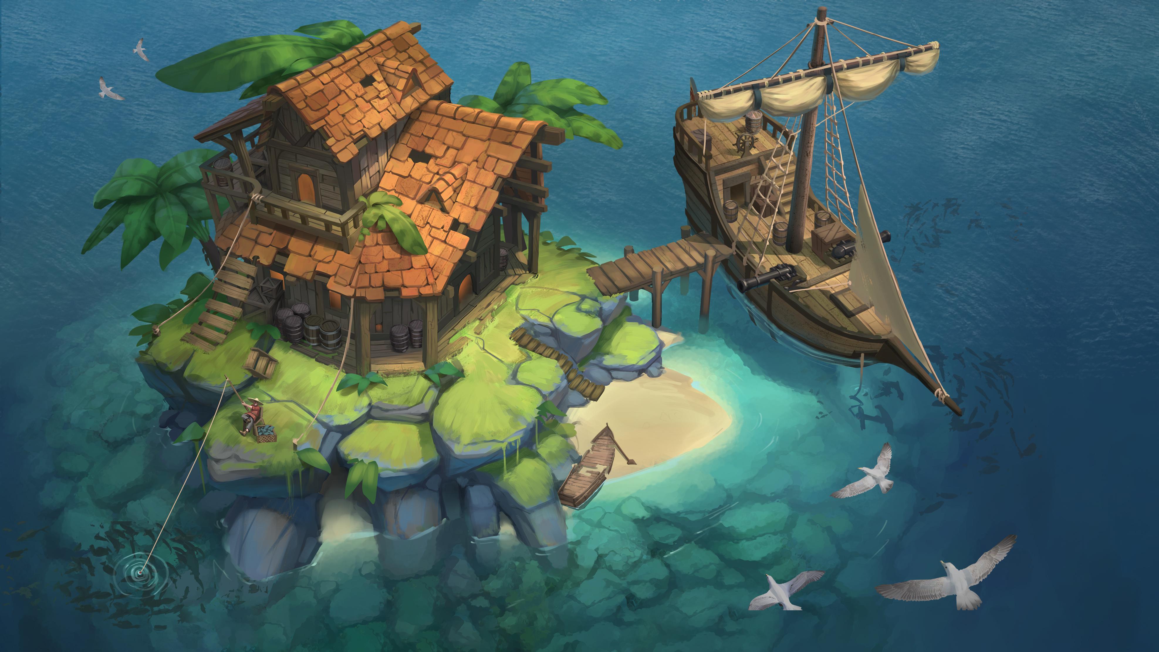 Laden Sie das Fantasie, Insel-Bild kostenlos auf Ihren PC-Desktop herunter