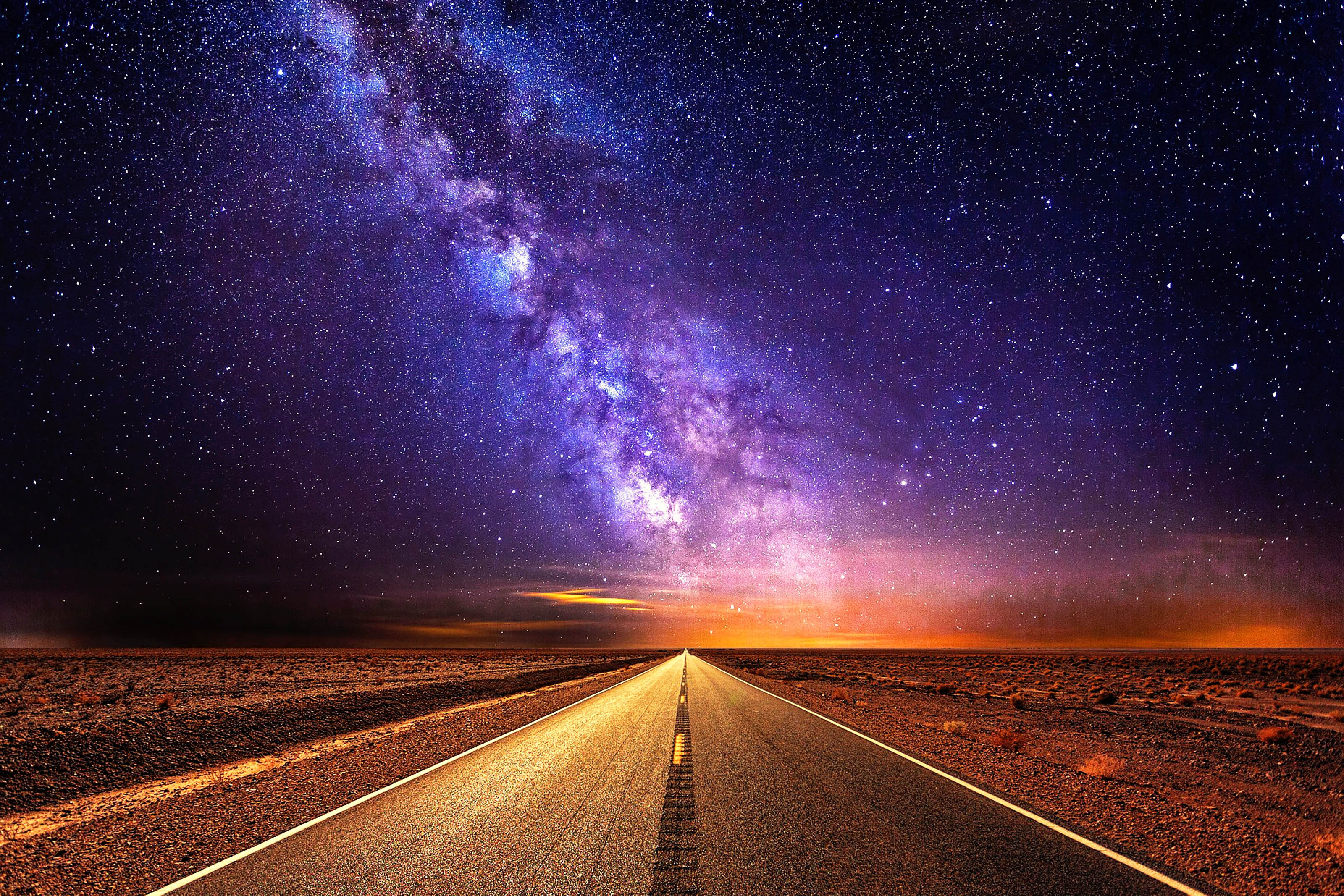 Download mobile wallpaper Night, Road, Man Made for free.