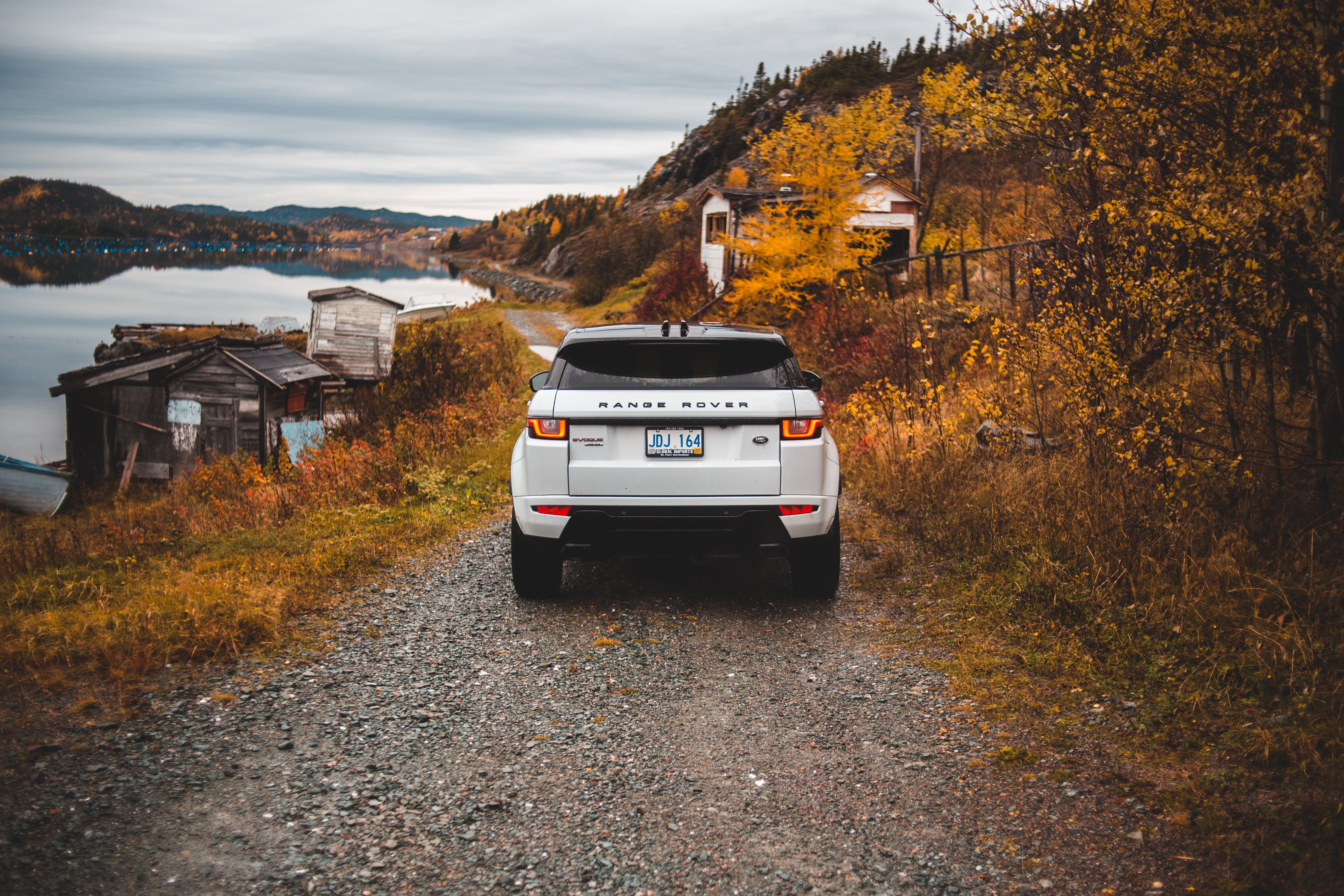 range rover, land rover, suv, cars, autumn, back view, rear view