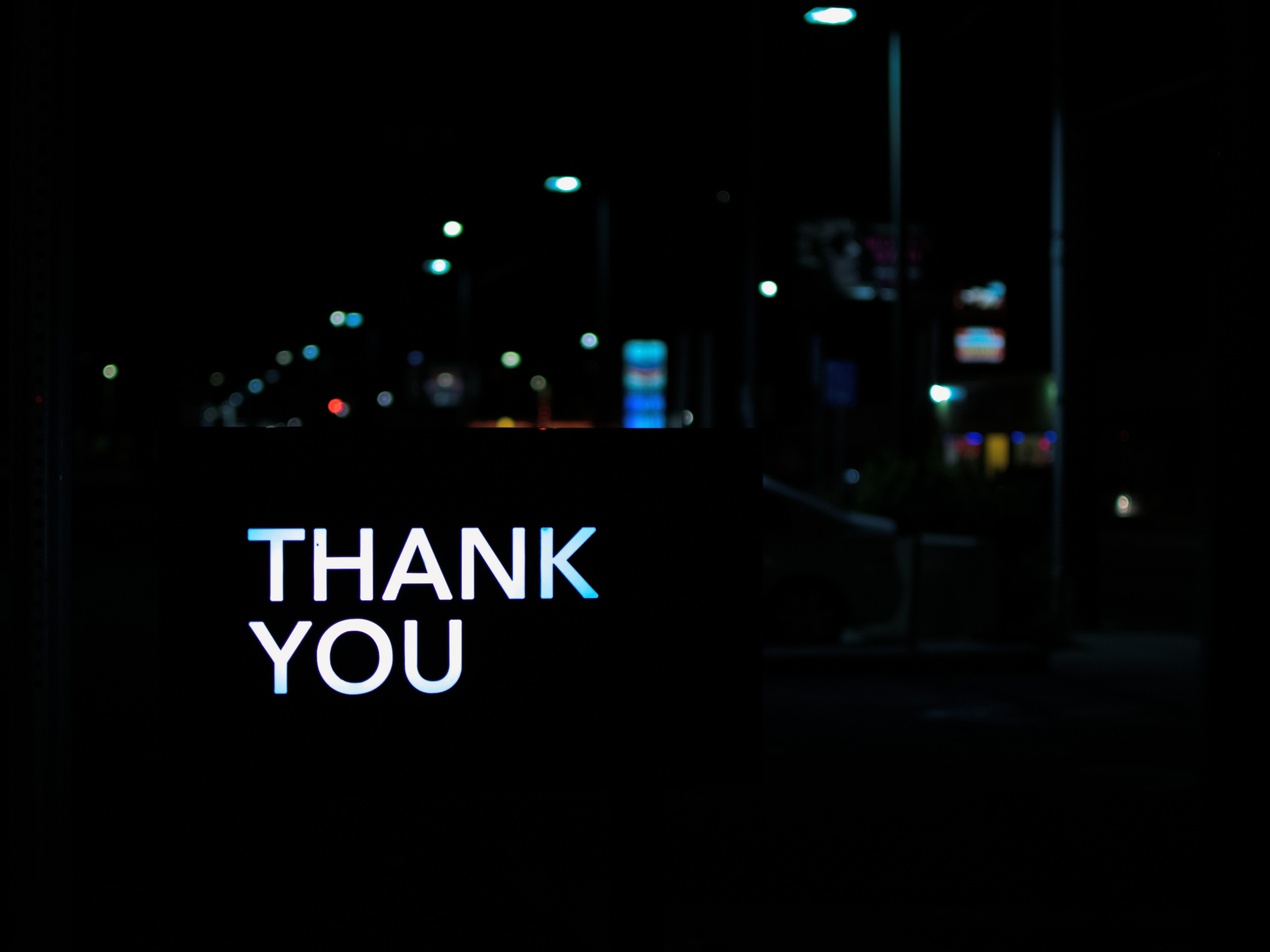 words, thank you, backlight, neon, illumination, darkness, inscription HD for desktop 1080p