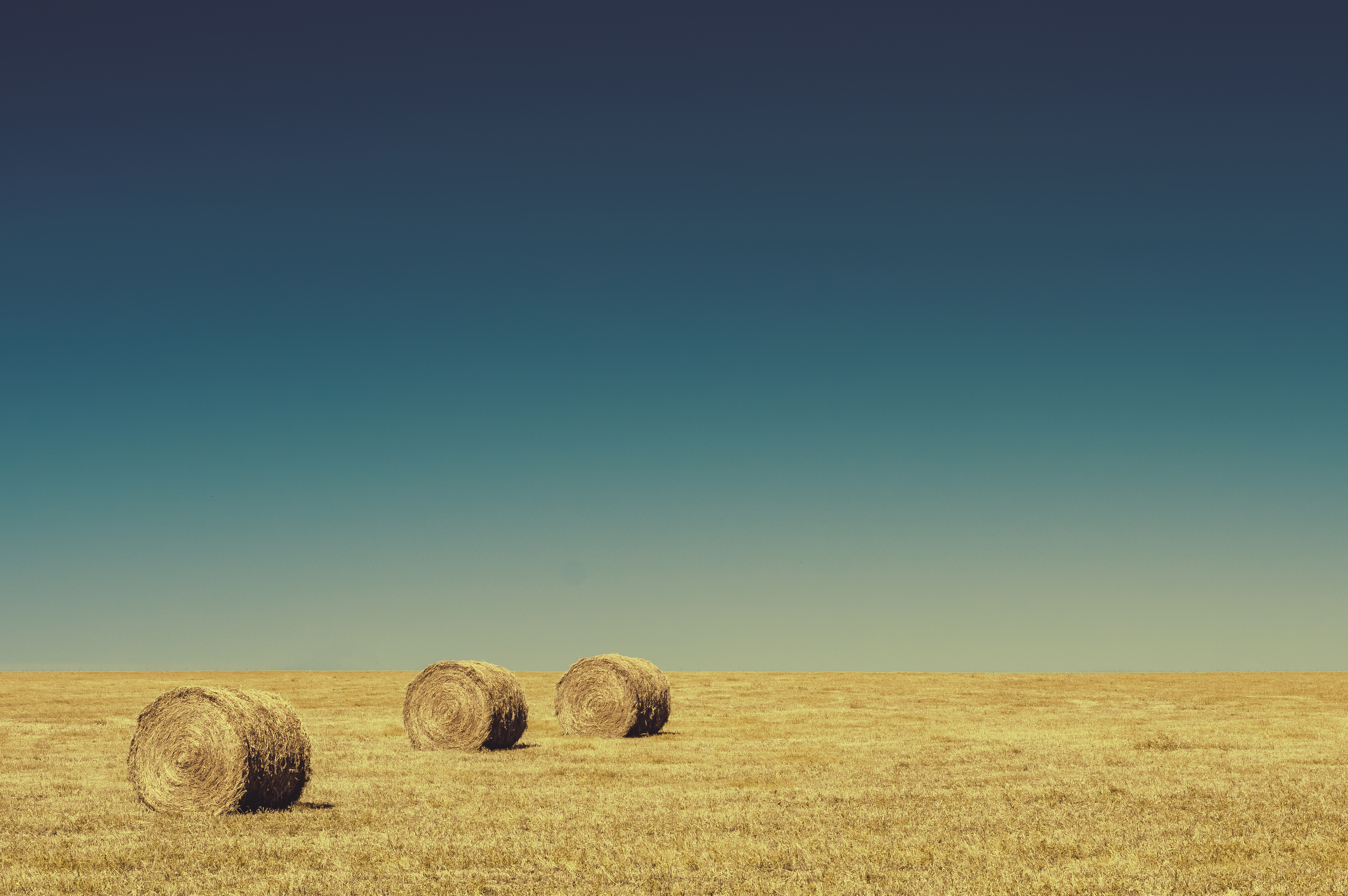 Download mobile wallpaper Nature, Summer, Horizon, Earth, Field, Haystack for free.