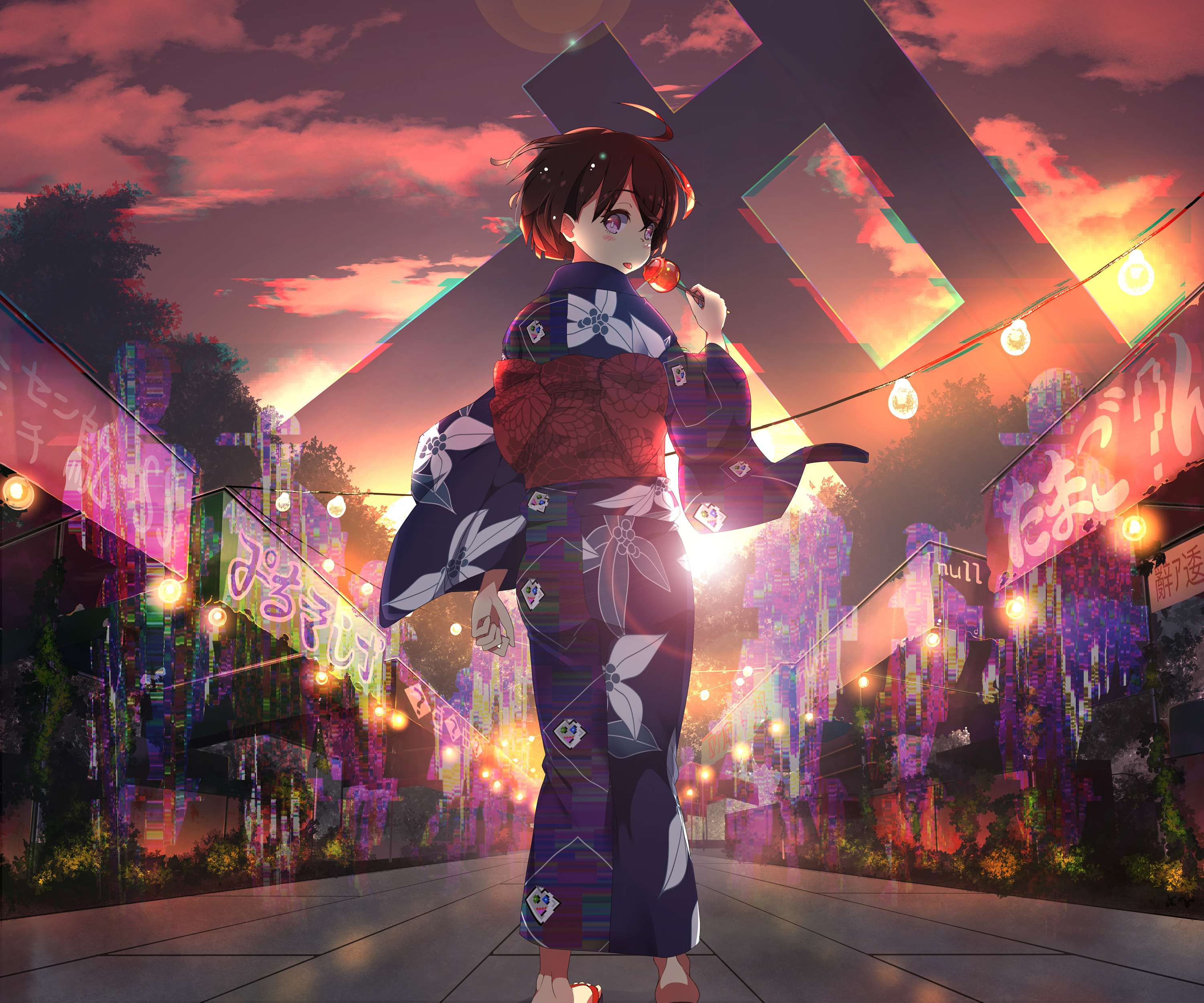 Free download wallpaper Anime, Girl, Kimono, Festival on your PC desktop