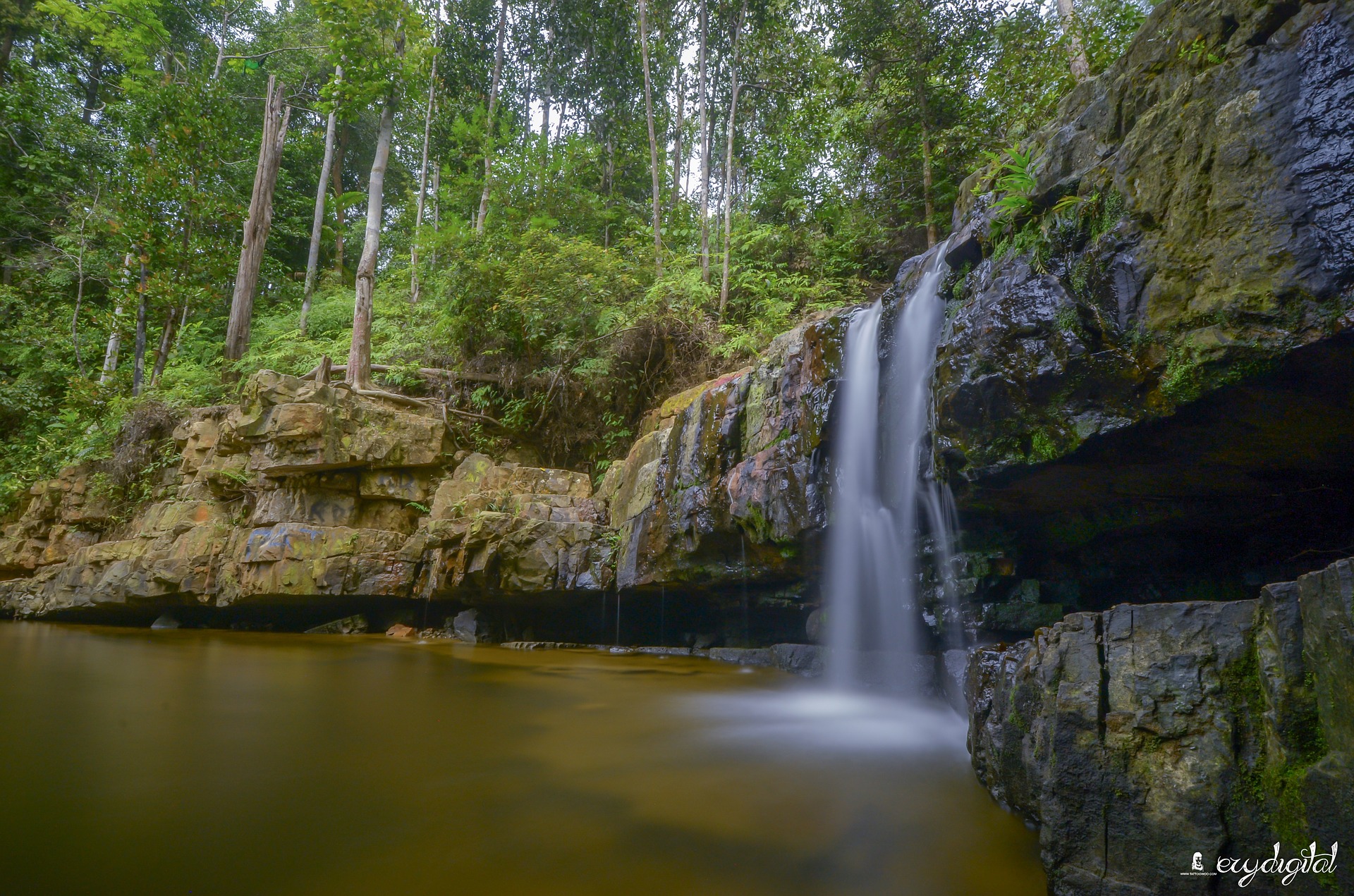 Handy-Wallpaper Natur, Wasser, Wasserfälle, Wasserfall, Wald, Baum, Indonesien, Erde/natur kostenlos herunterladen.