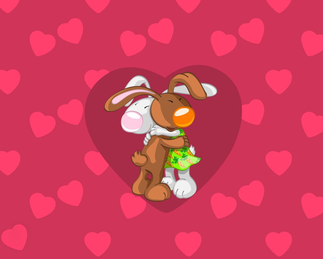 Download mobile wallpaper Pink, Pair, Rabbits, Embrace, Couple, Love for free.
