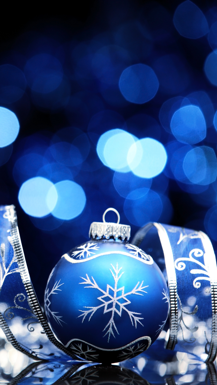 Скачати мобільні шпалери Різдво, Світло, Свято, Синій, Боке, Прикраса, Різдвяні Прикраси безкоштовно.